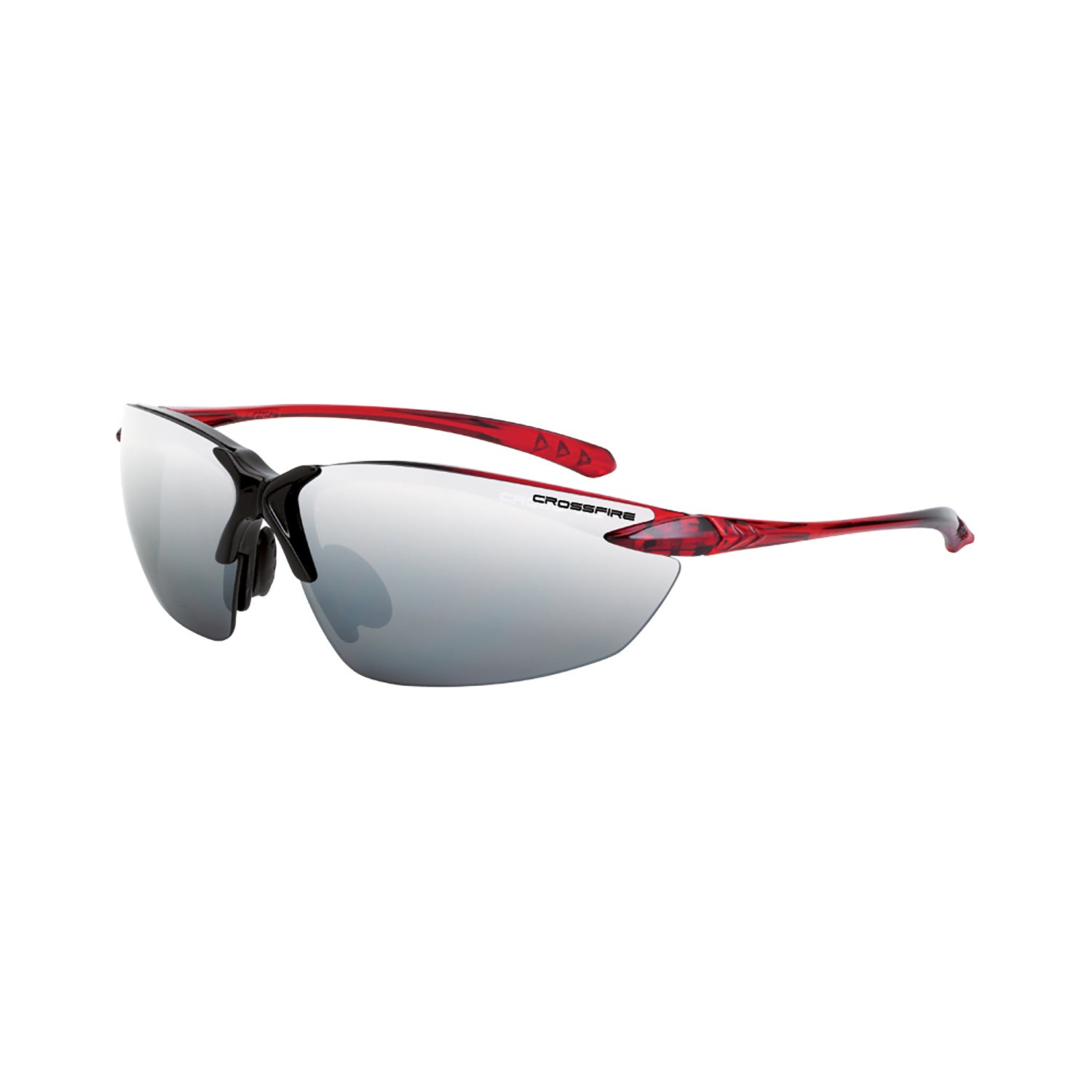 Sniper Premium Safety Eyewear Shiny Black/Burgandy Red Frame Silver Mirror Lens