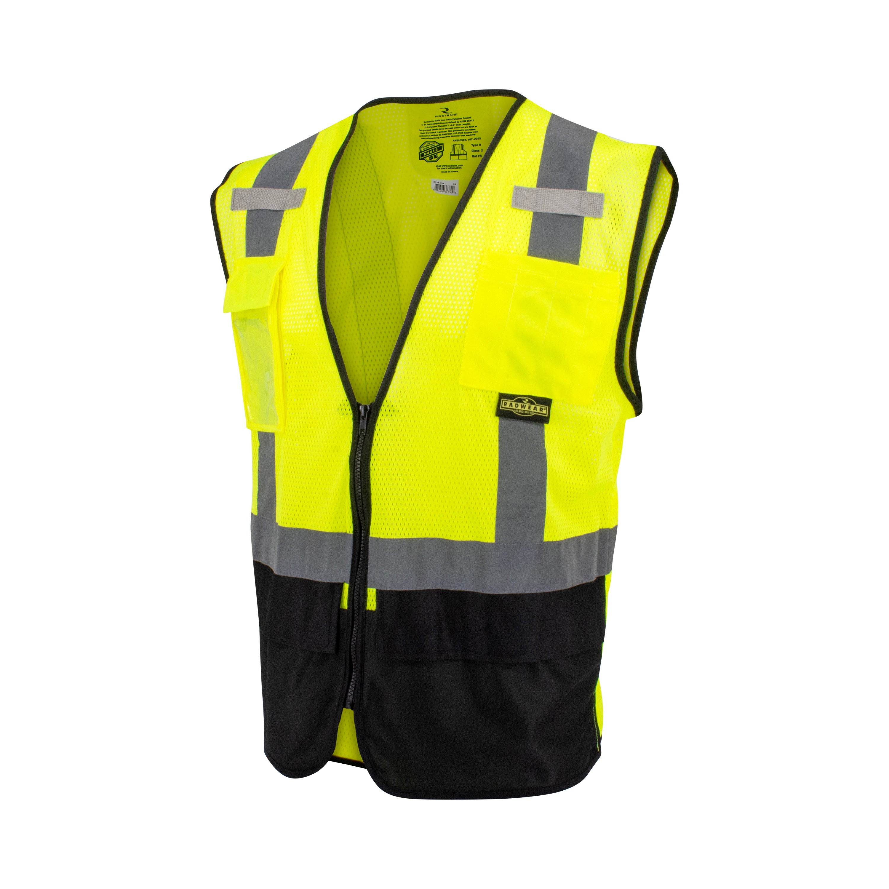 Radians SV75B-2 SV75B-2 Black Bottom Self-Extinguishing Surveyor Vest ANSI Class 2 - Safety Vest