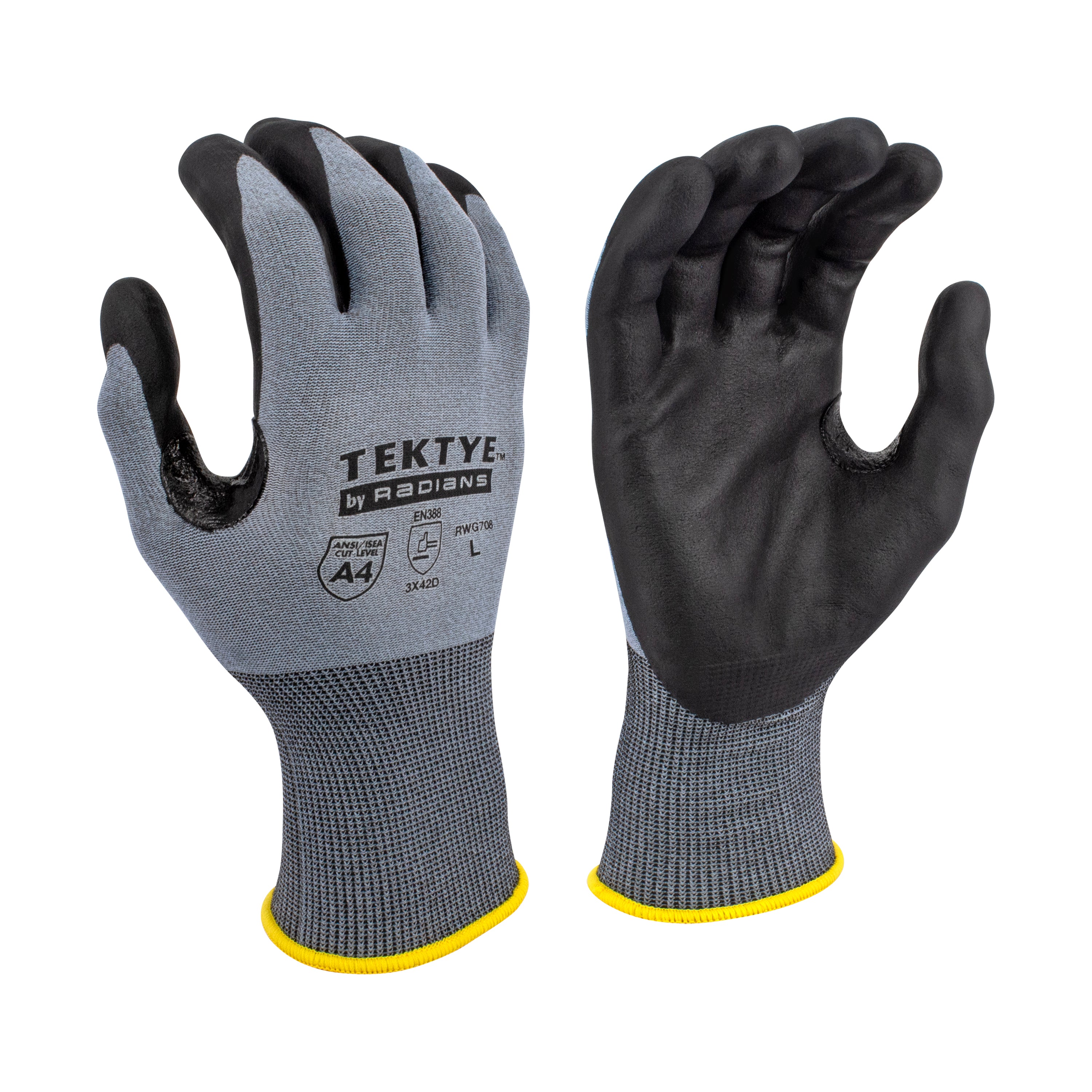 Radians RWG708 RWG708 TEKTYE® Nitrile A4 Cut Protection Glove - Safety Glasses