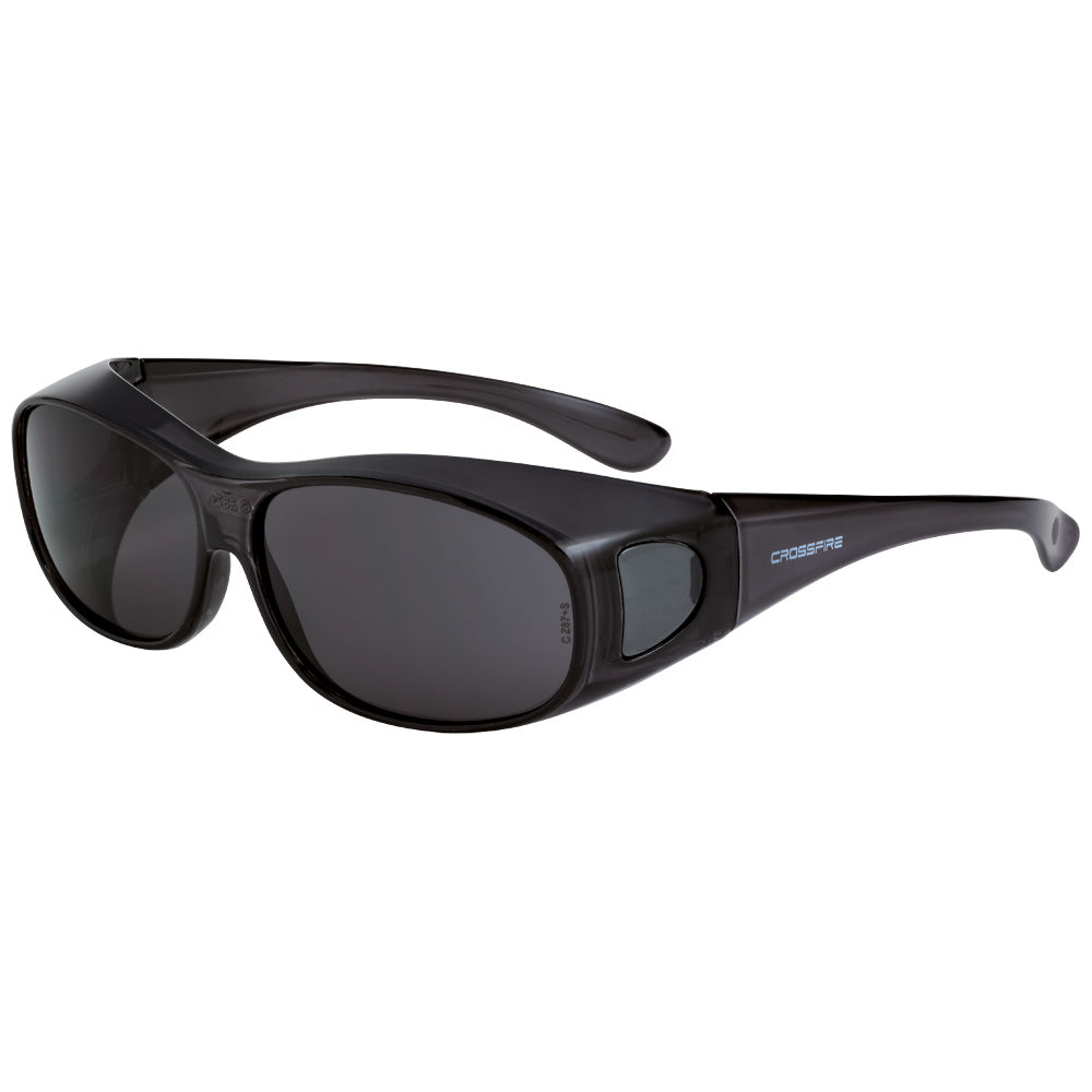 OG3 Over the Glass Safety Eyewear Crystal Black Frame Smoke Lens Large