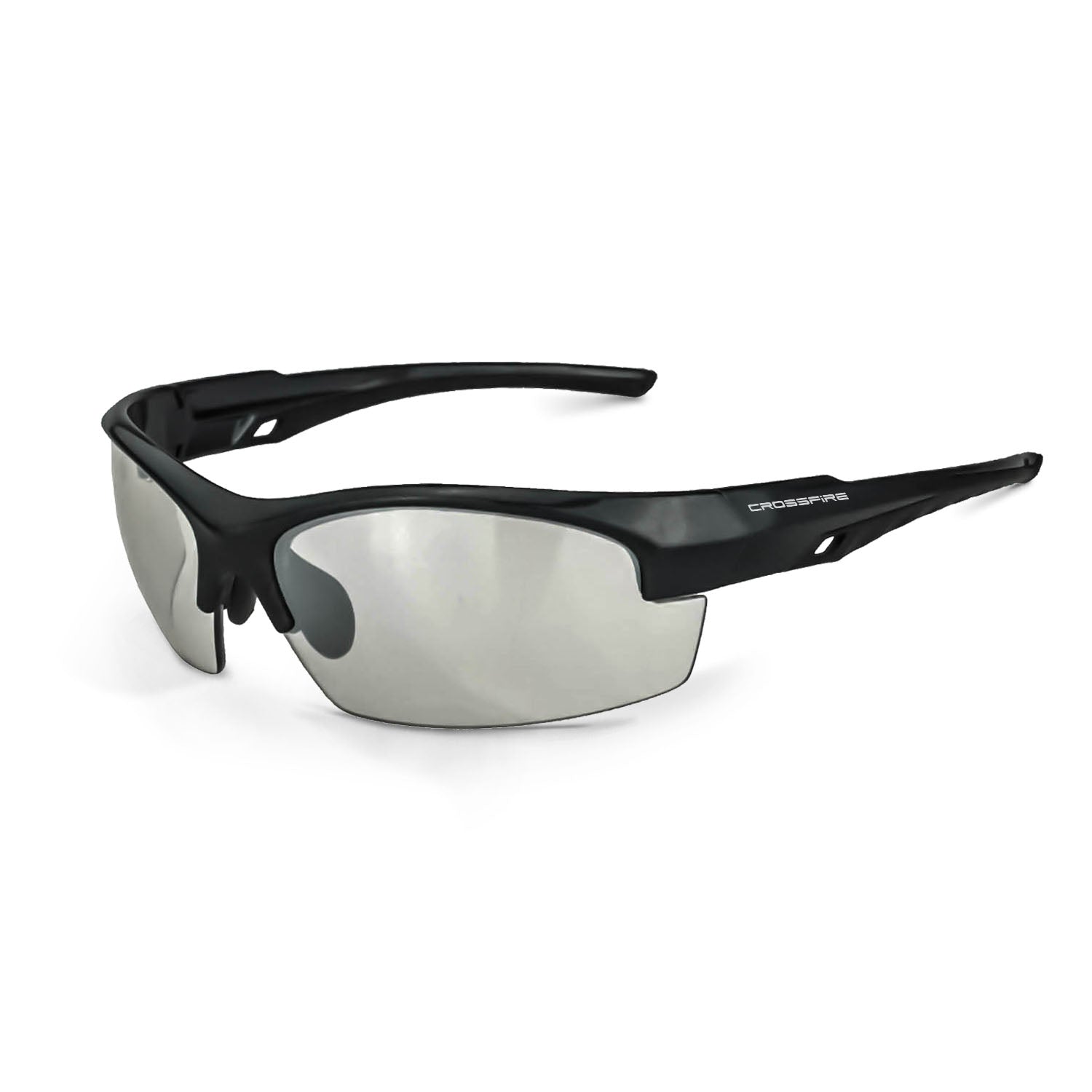 Crucible Premium Safety Eyewear Shiny Black Frame Indoor/Outdoor Lens