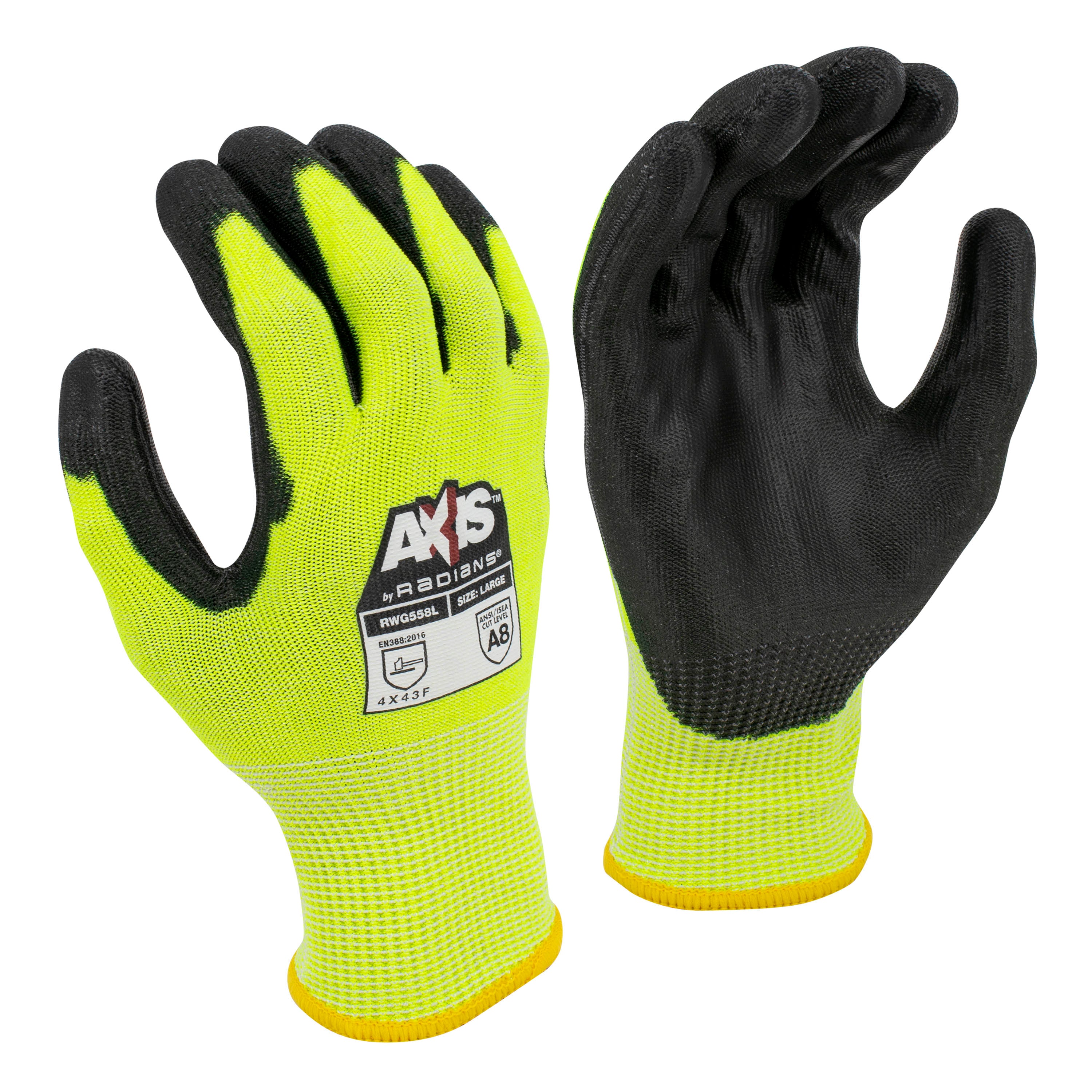Radians RWG558 RWG558 AXIS™ Cut Protection Level A7 PU Coated Glove - Safety Glasses