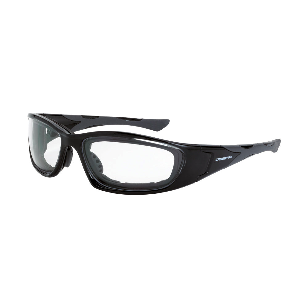 MP7 Foam Lined Safety Eyewear Crystal Black Frame Clear Anti-Fog Lens