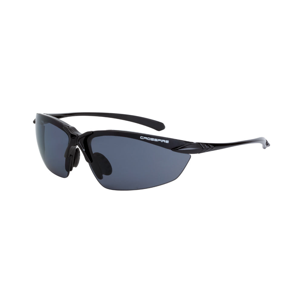 Sniper Premium Safety Eyewear Shiny Black Frame Polarized Smoke Lens