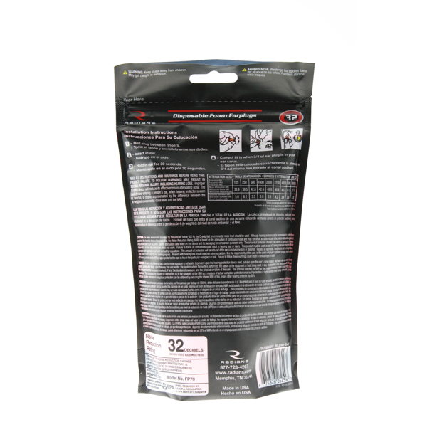 Radians FP70-BG50 Resistor® 32 Foam Earplugs Bag - Hearing Protection