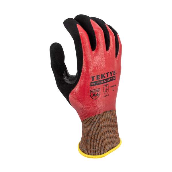 Radians RWG756 RWG756 TEKTYE® A4 Reinforced Thumb Nitrile Dip Cut Protective Work Glove - Safety Glasses