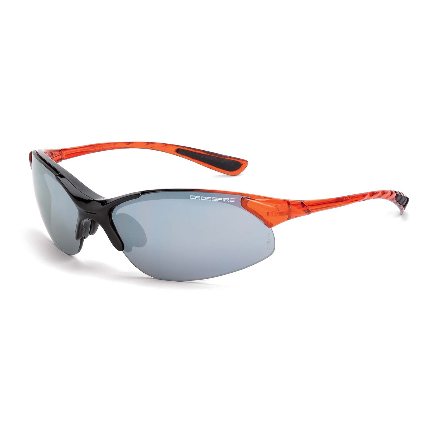 XCBR Premium Safety Eyewear Shiny Black/Burnt Orange Frame Silver Mirror Lens