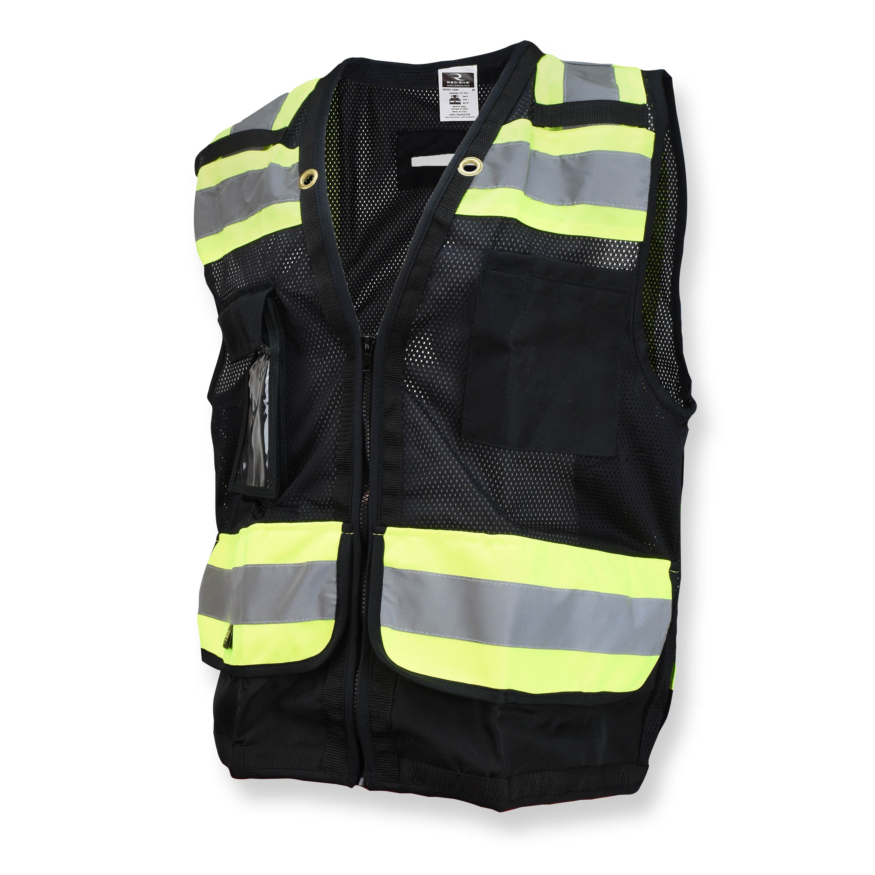 Radians SV59-1ZBM SV59-1 Type O Class 1 Heavy Duty Surveyor Safety Vest with Zipper ANSI Class 1