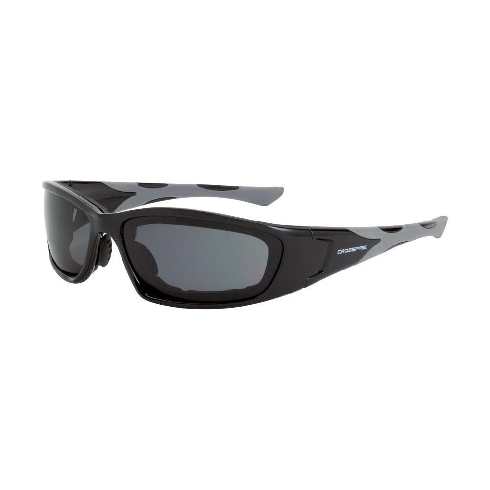 MP7 Foam Lined Safety Eyewear Shiny Black Frame Dark Smoke Anti-Fog Lens