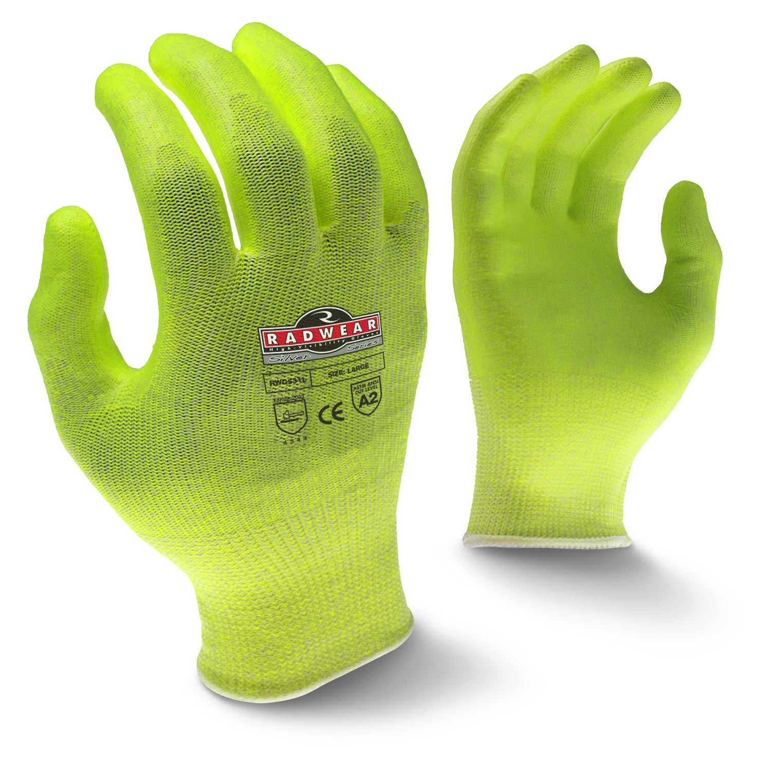 Radians RWG531 RWG531 Radwear® Silver Series™ Cut Protection Level A2 High Visibility Grip Glove - Work Gloves