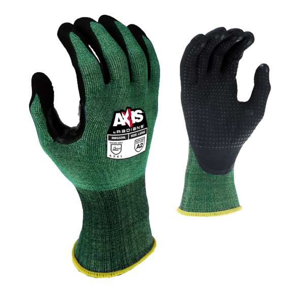 Radians RWG538 RWG538 AXIS™ Cut Protection Level A2 Foam Nitrile Coated Glove with Dotted Palm - Work Gloves