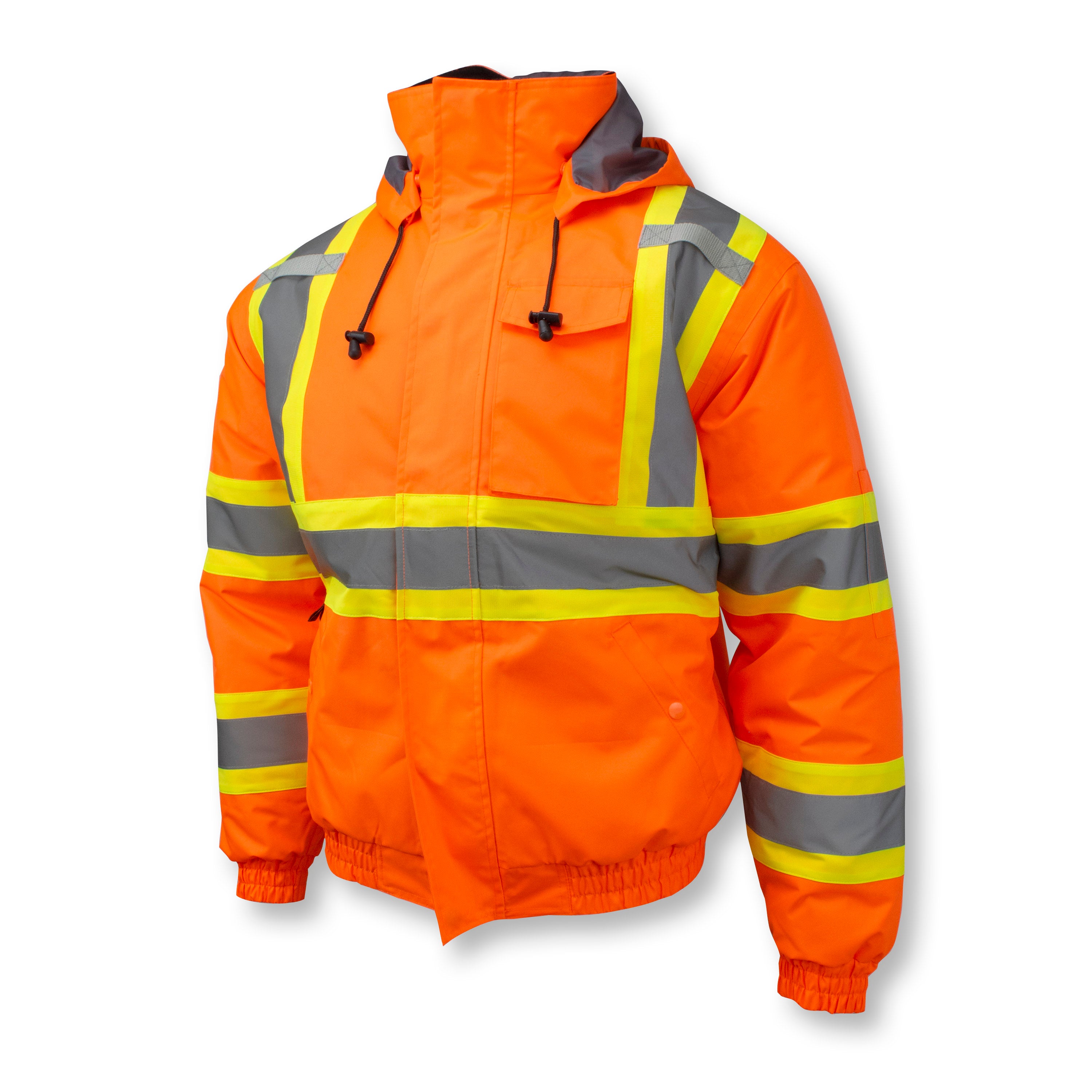 Radians SJ11QX-3Z SJ11QX-3 Class 3 X-Back High Visibility Quilted Bomber Jacket with Hood ANSI Class 3 - Safety Jacket