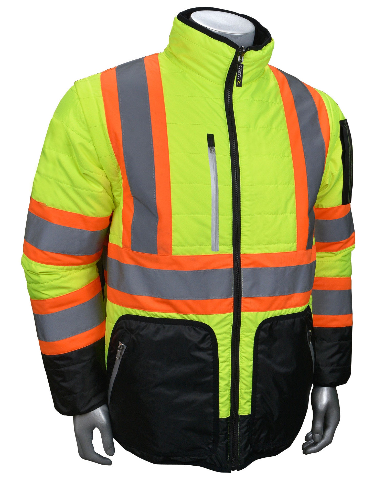 Radians SJ510X-3 SJ510X-3 Quilted Reversible Jacket with Zip-Off Sleeves X-Back ANSI Class 2 - Safety Vest