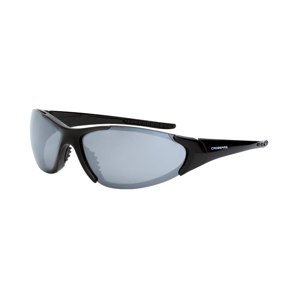 Core Premium Safety Eyewear Shiny Black Frame Silver Mirror Lens