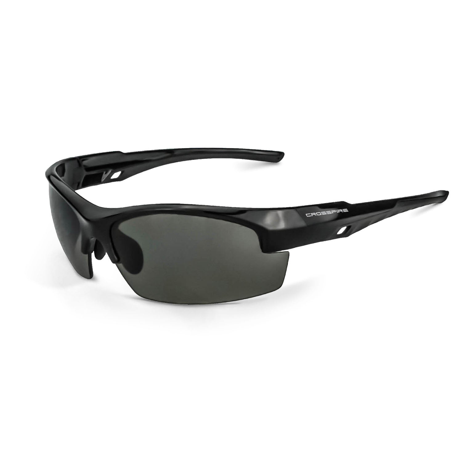 Crucible Premium Safety Eyewear Shiny Black Frame Smoke Lens