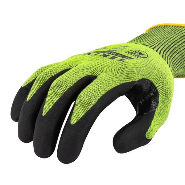 Radians RWG755 RWG755 TEKTYE® A5 Reinforce Thumb Green Nitrile Dip Cut Protective Work Glove - Safety Glasses