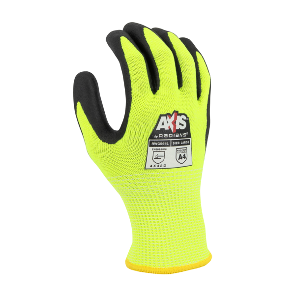 Radians RWG564 RWG564 AXIS™ Cut Protection Level A4 High Visibility Work Glove - Safety Glasses