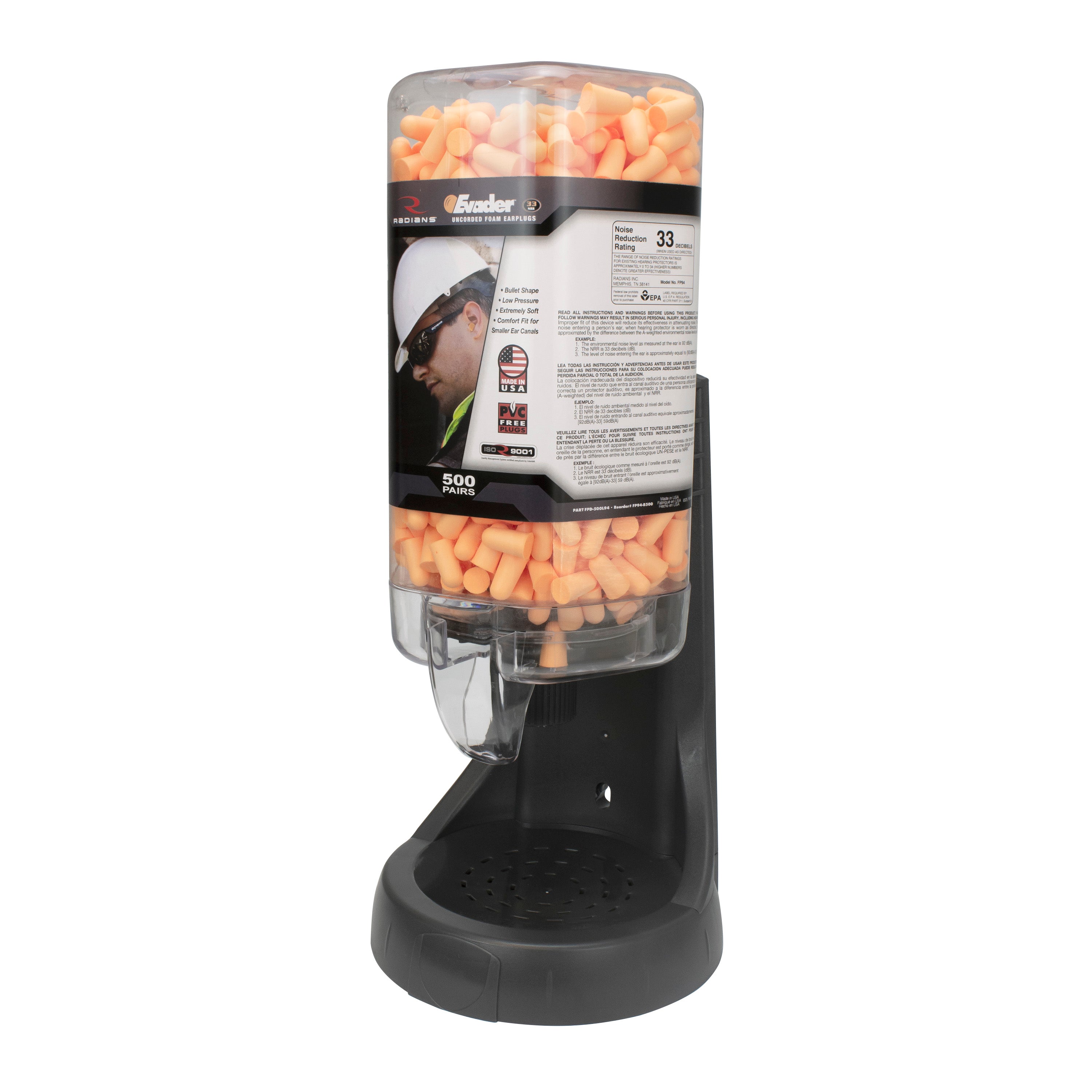 FPD-500L94_STY Refillable Dispenser with EVADER® FP94 Plugs
