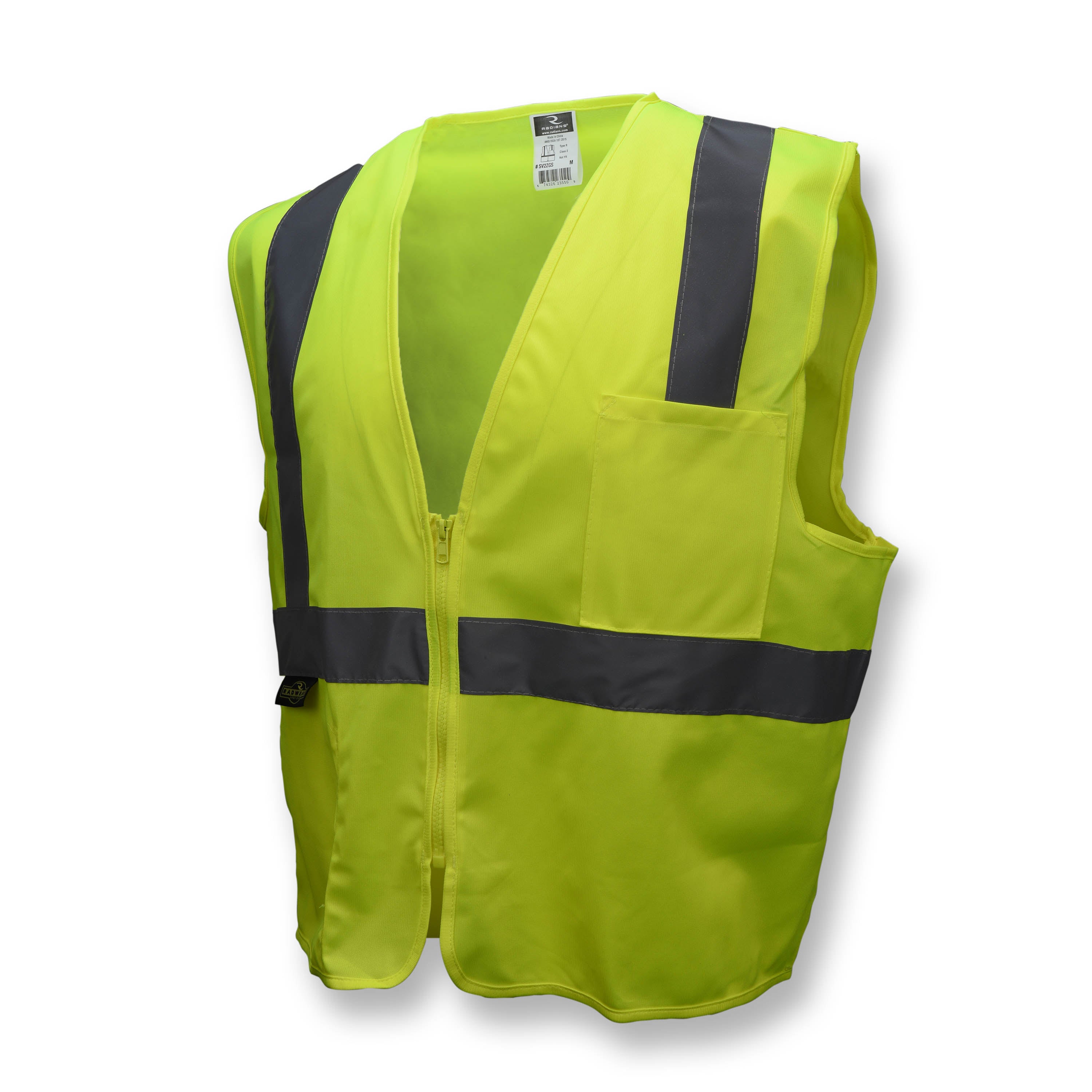 Radians SV2Z-SOLID SV2Z Economy Type R Class 2 Solid Safety Vest with Zipper ANSI Class 2