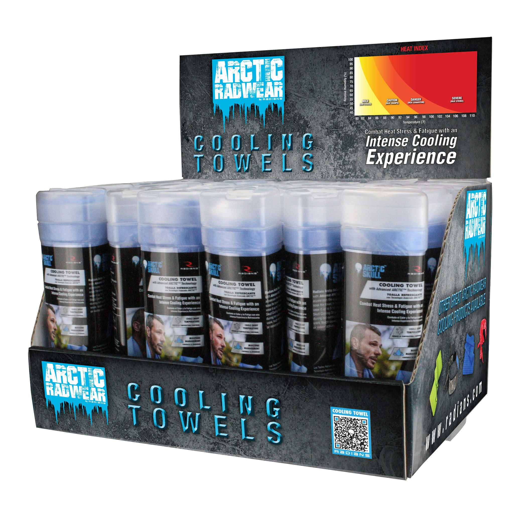 Arctic Radwear® Cooling Towel Counter Display 24 Blue