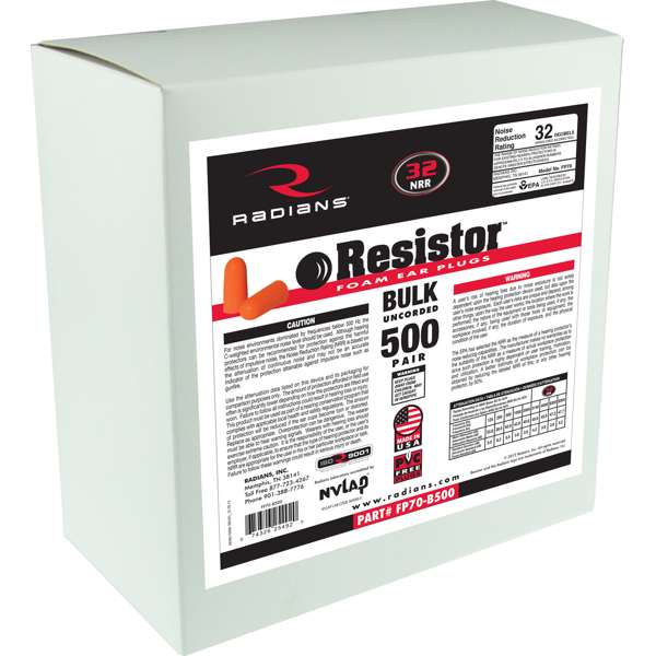 Radians FP70-B500_STY Resistor® 32 Foam Uncorded Earplug Dispenser Refill - Hearing Protection