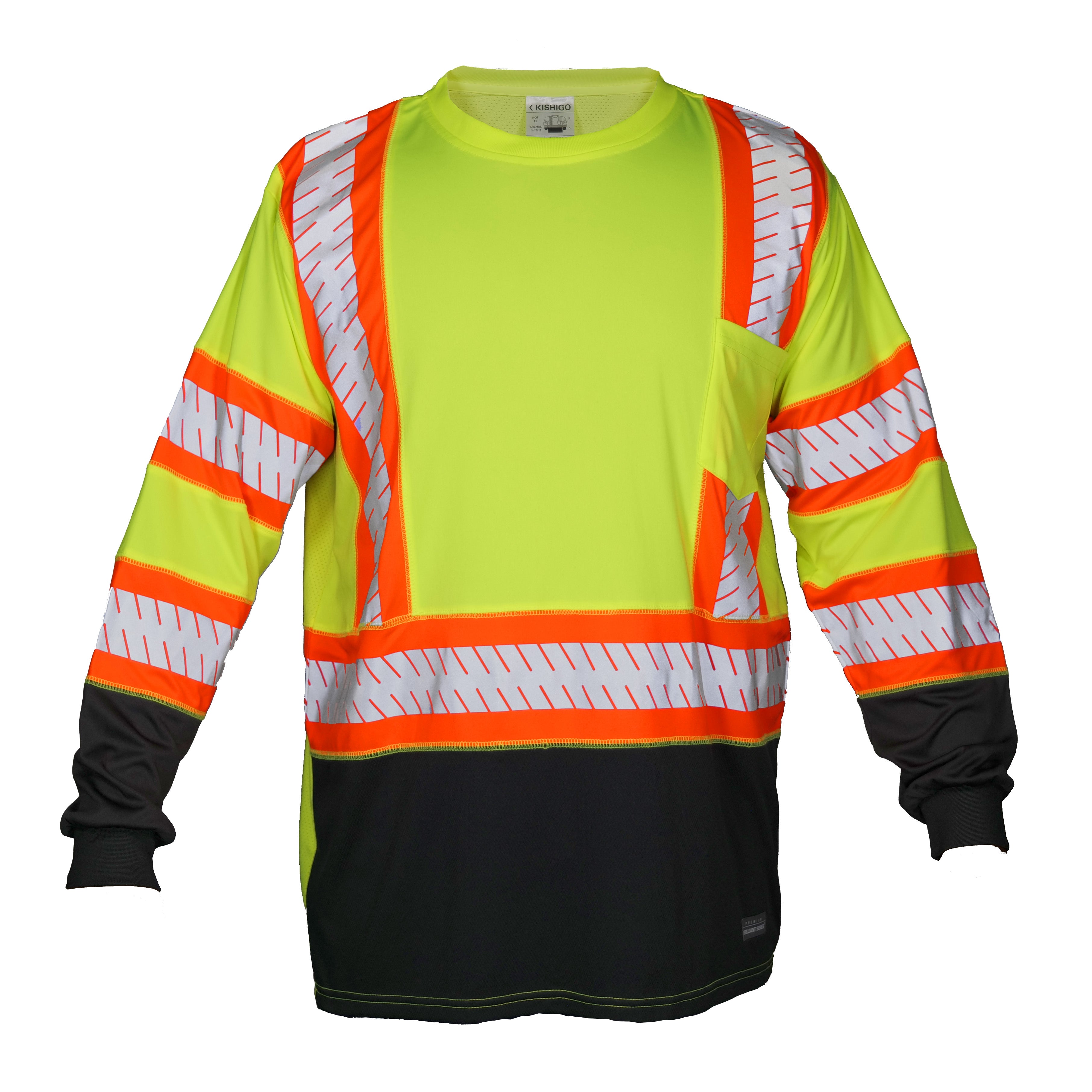 Kishigo 9181 Premium Brilliant Contrast Long Sleeve T-shirt, Class 3 ANSI Class 3 - Safety Shirt