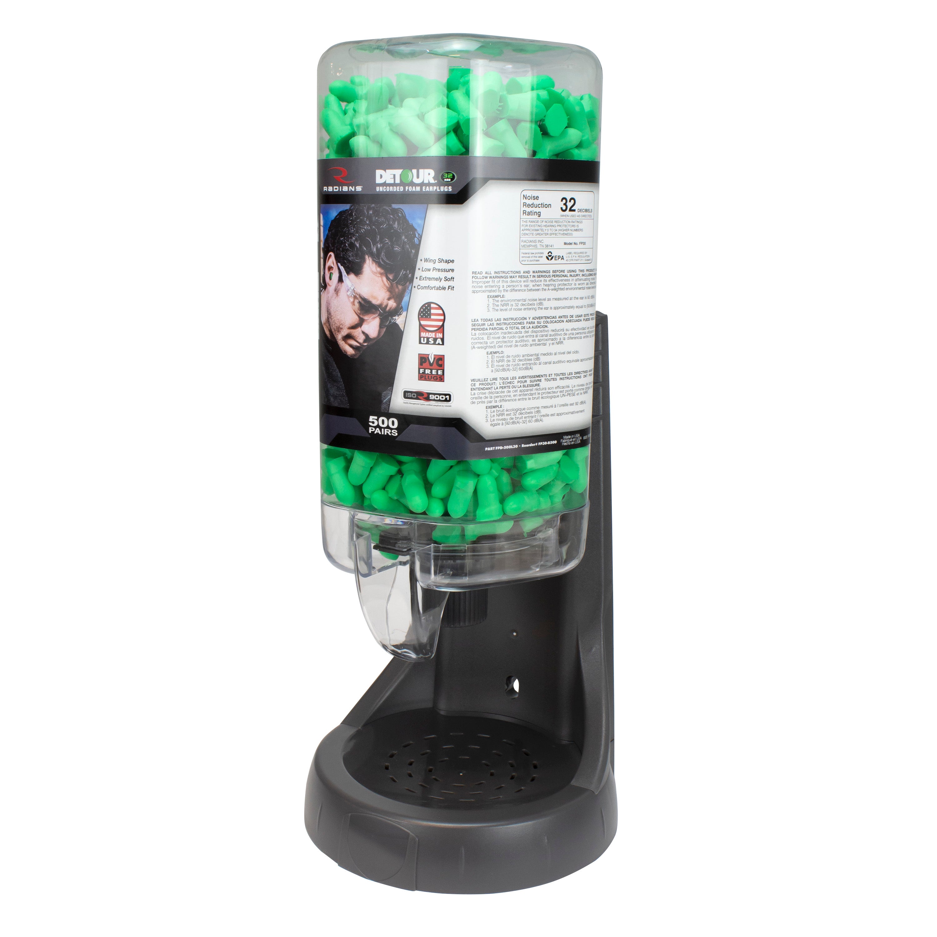Radians FPD-500L30_STY Refillable Dispenser with Detour® 32 Earplugs - Hearing Protection