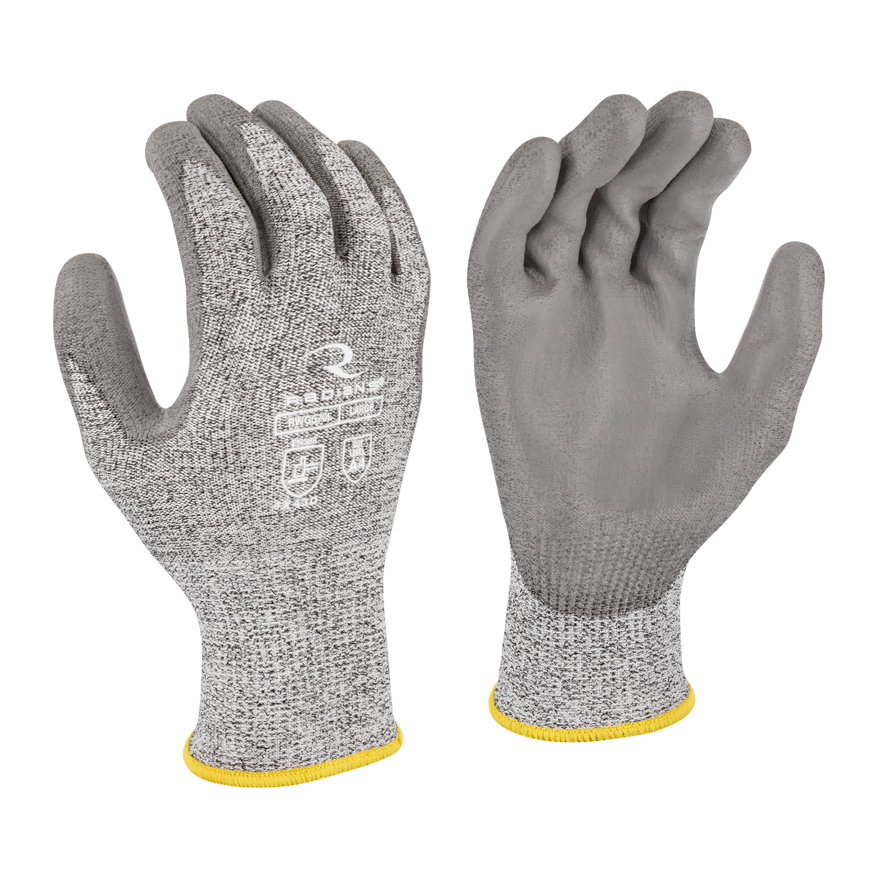 Radians RWG570 RWG570 Cut Level A4 HPPE/Polyester, PU Coated Cut Protection Glove - Safety Glasses