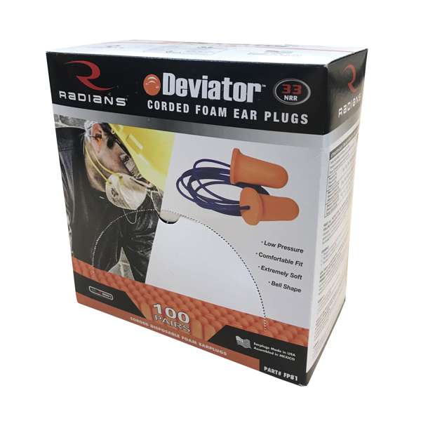 Radians FP81_STY Deviator® 33 Disposable Foam Corded Earplugs - Hearing Protection