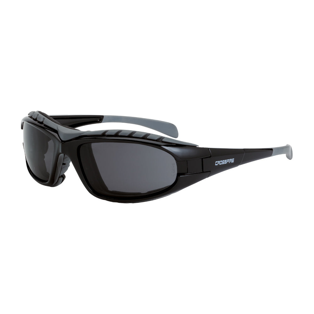 Diamondback Foam Lined Safety Eyewear Shiny Black Frame Smoke Anti-Fog Lens