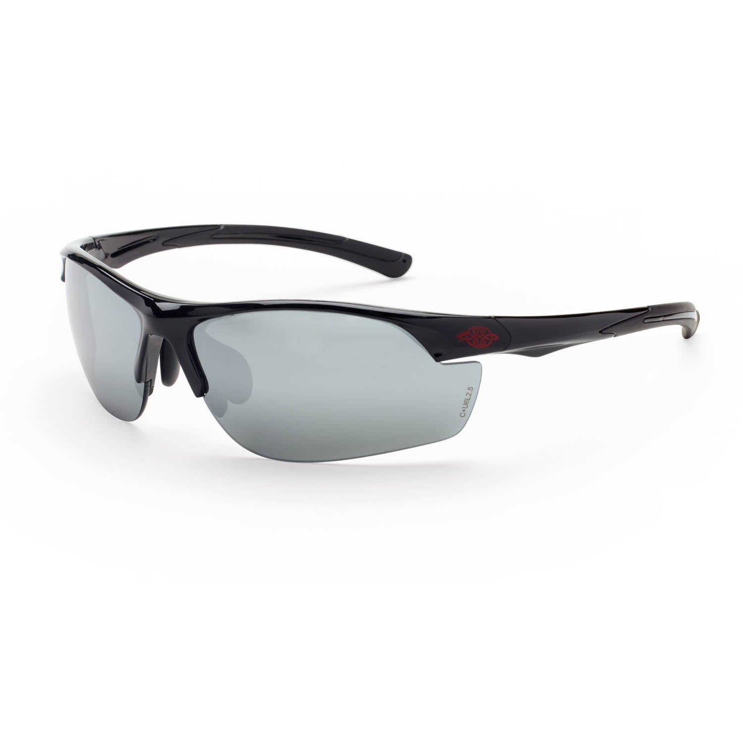 AR3 Premium Safety Eyewear Shiny Black Frame Silver Mirror Lens