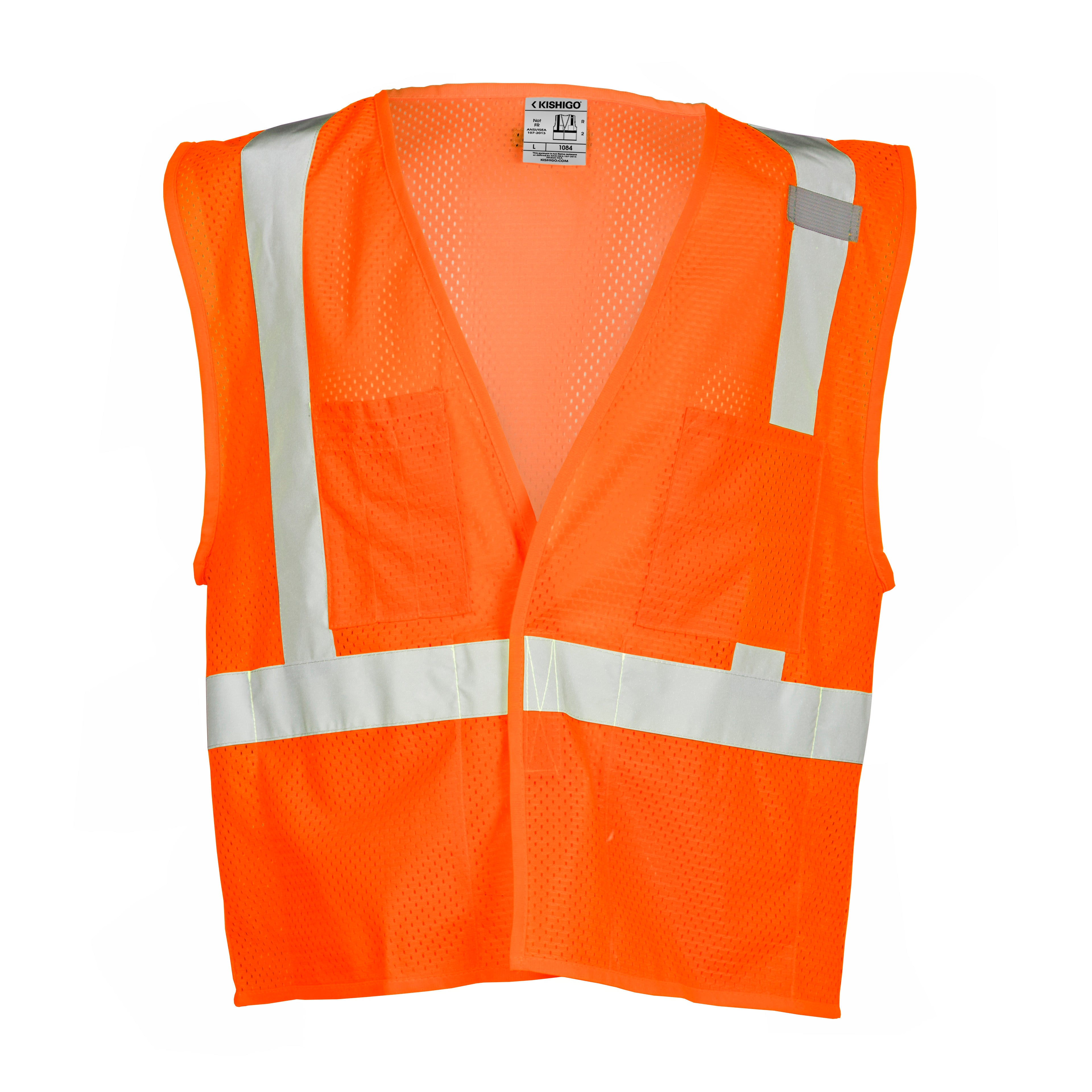 Kishigo 1084 4 Pocket Hook & Loop Mesh Vest - Safety Vest