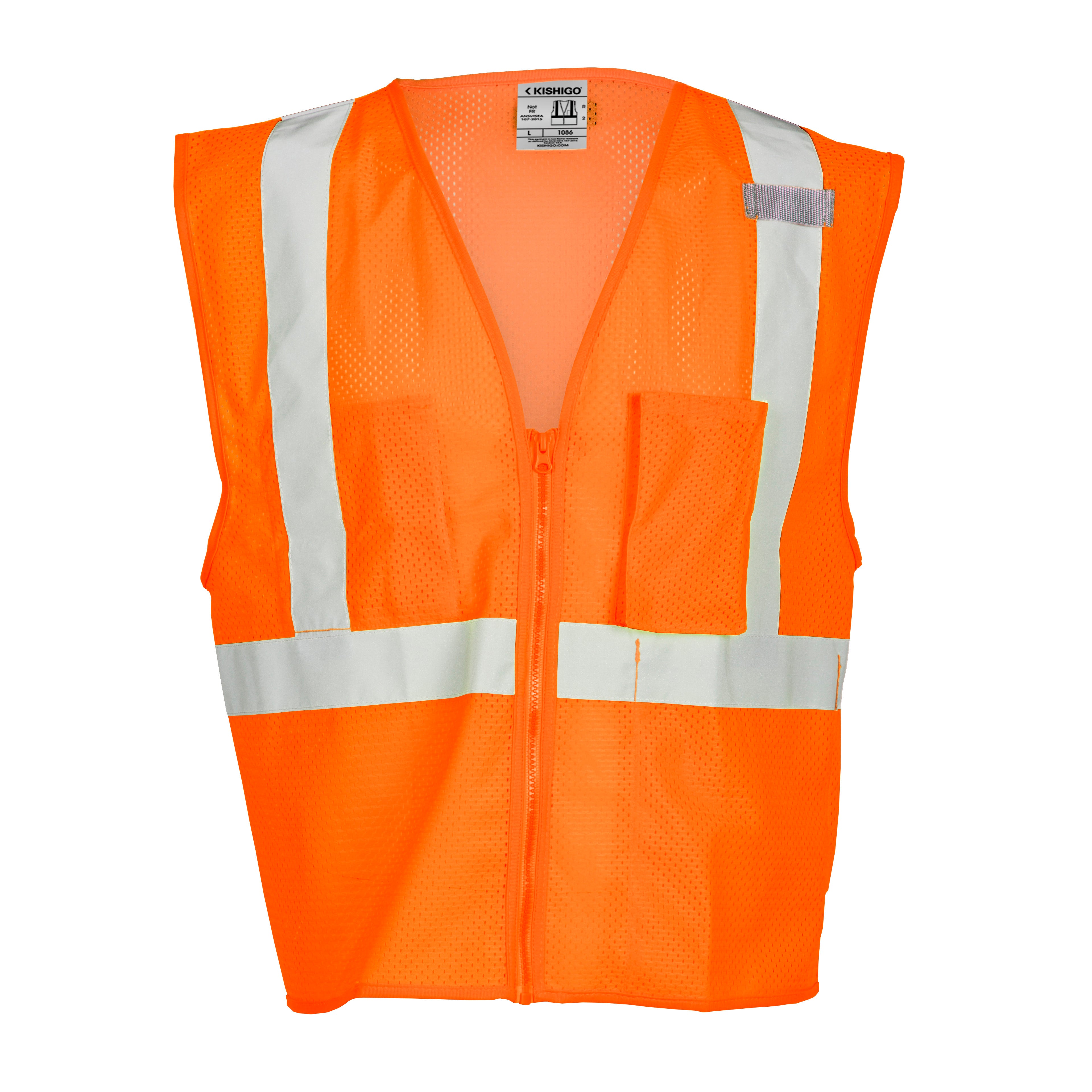 Kishigo 1086 3 Pocket Zipper Mesh Vest - Safety Vest