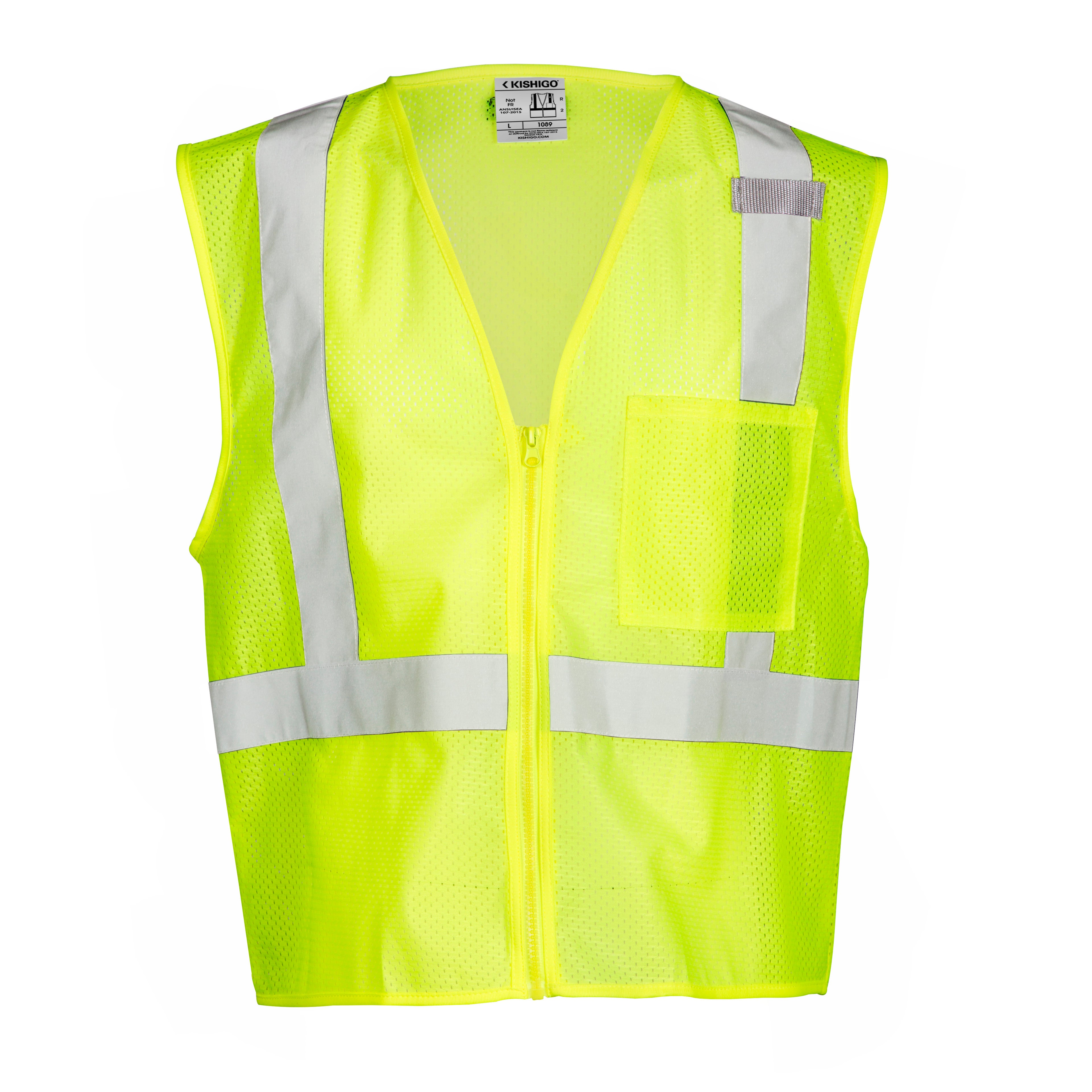 Kishigo 1089 Single Pocket Zipper Mesh Vest - Safety Vest