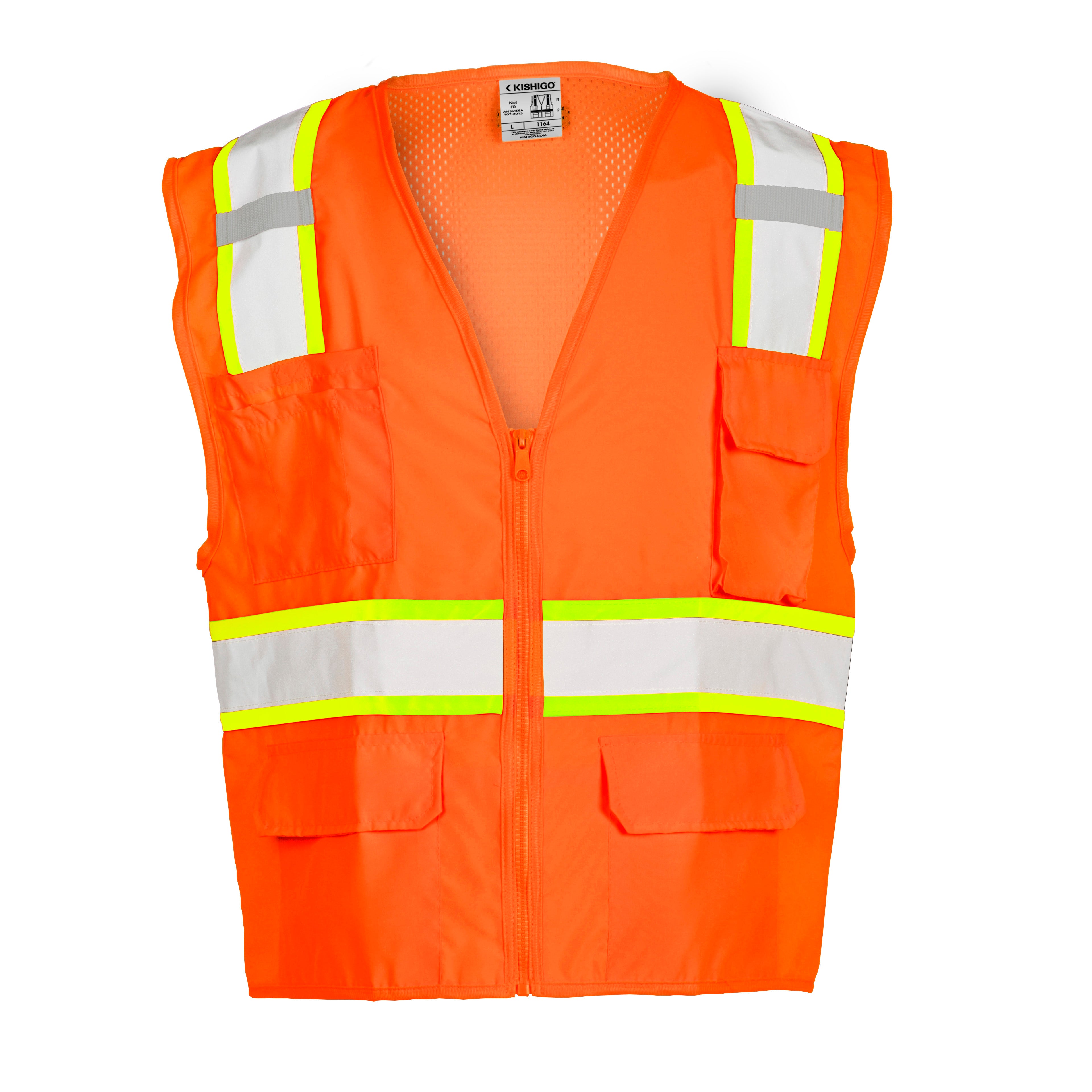 Kishigo 1164 Solid Front with Mesh Back Vest - Safety Vest