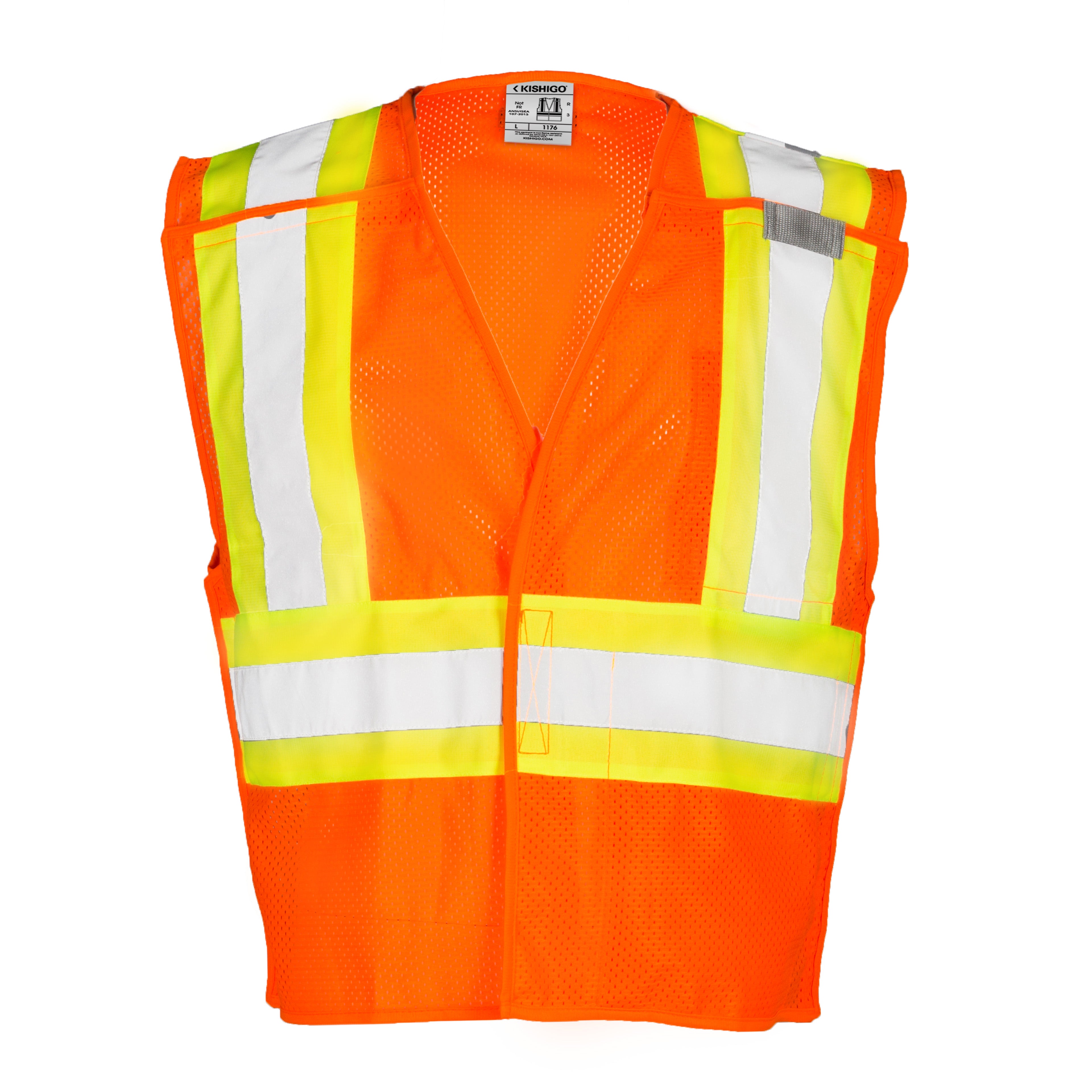 Kishigo 1176 Contrasting Mesh Breakaway Vest - Safety Vest
