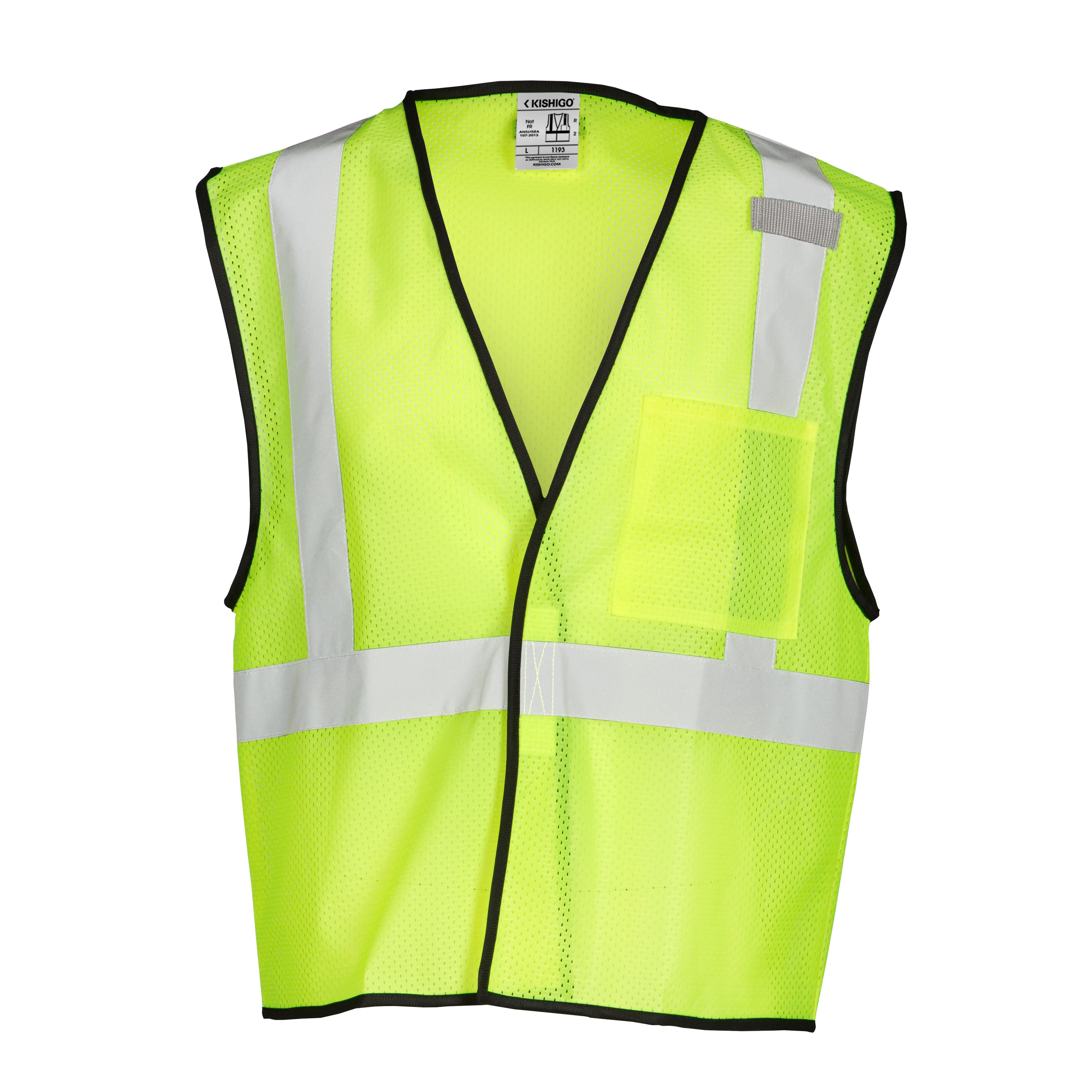 Kishigo 1193 Single Pocket Hook & Loop Mesh Vest - Economy - Safety Vest