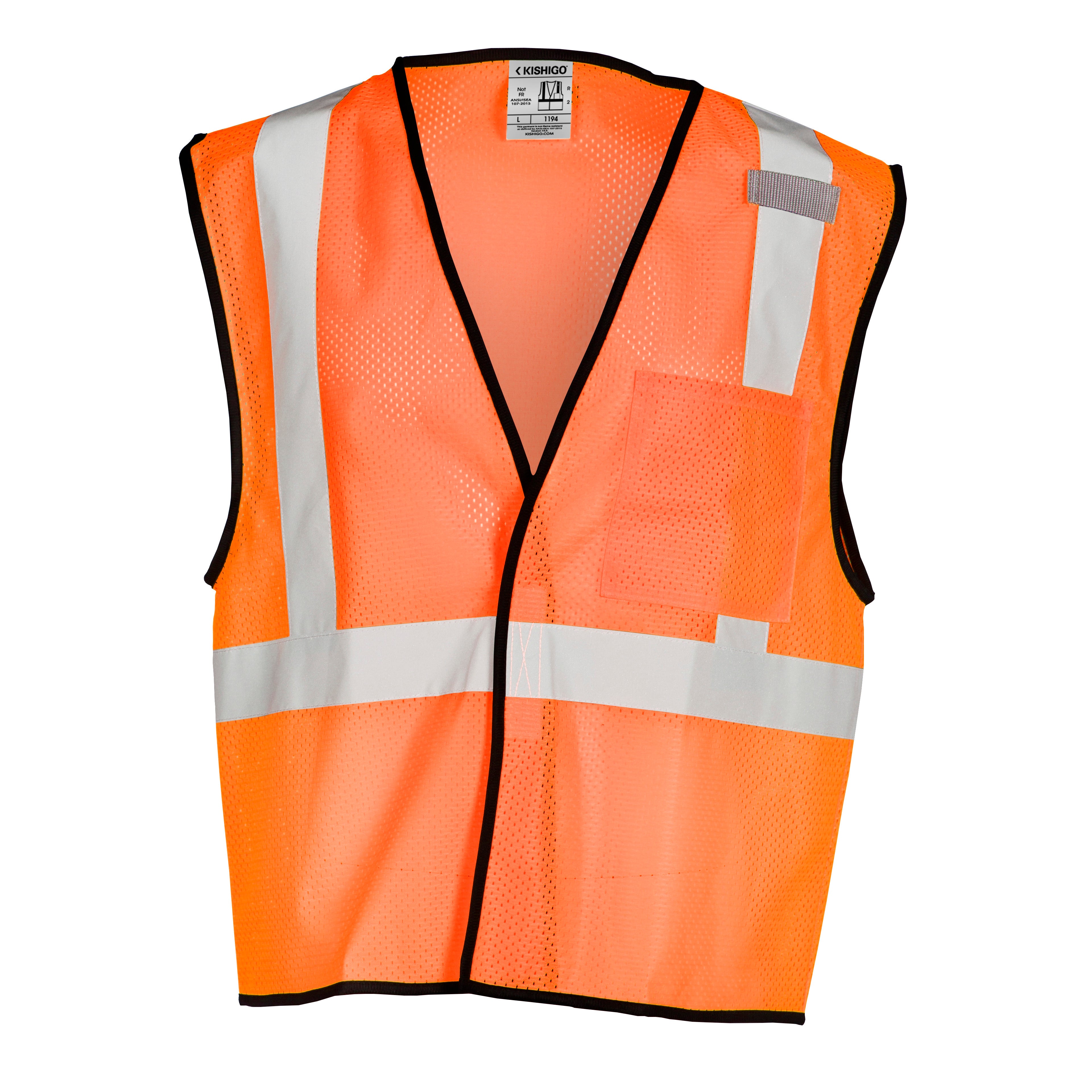 Kishigo 1194 Single Pocket Hook & Loop Mesh Vest - Economy - Safety Vest