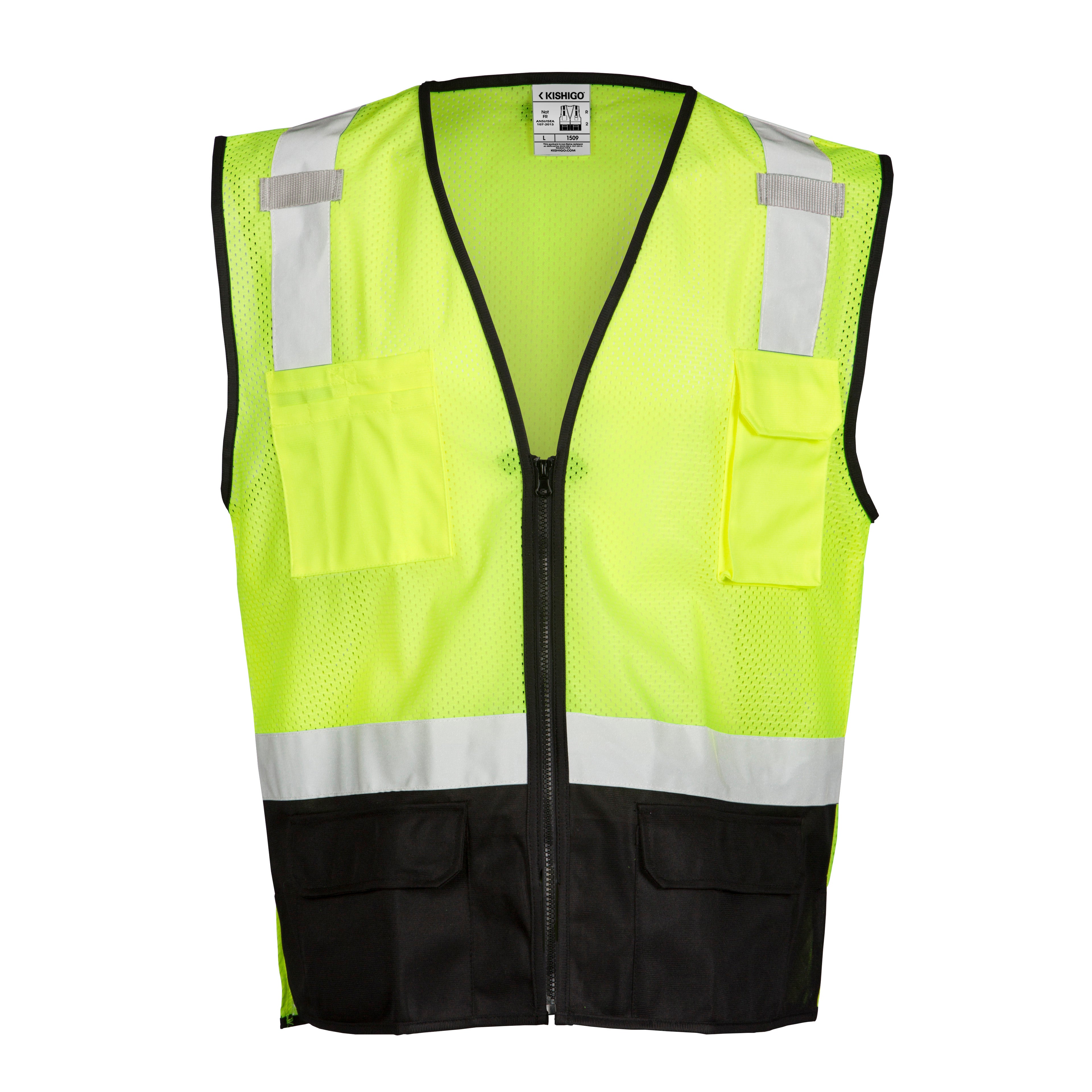 Kishigo 1509 Black Bottom Mesh Vest - Safety Vest