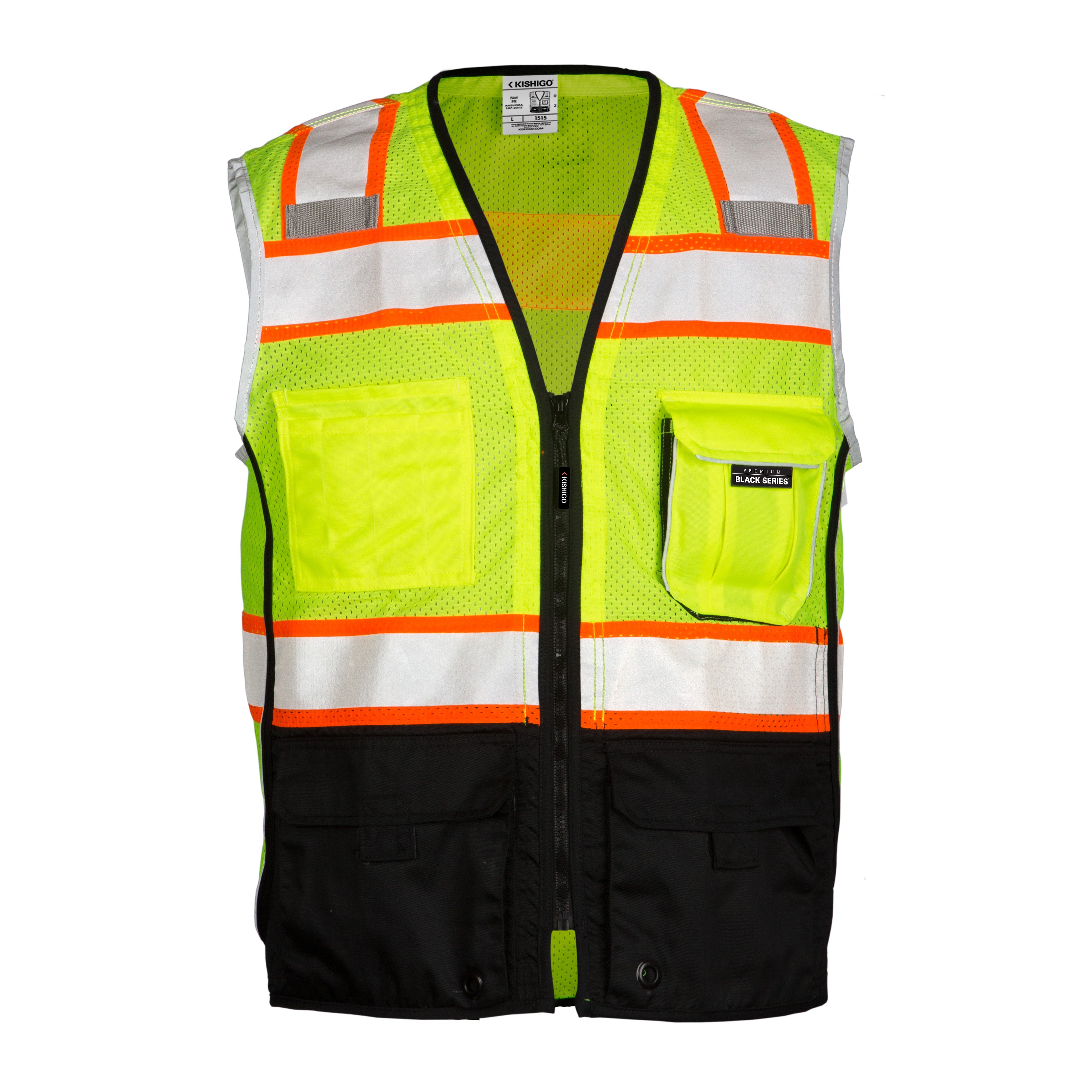 Kishigo 1515 Premium Black Series Black Bottom Vest - Safety Vest