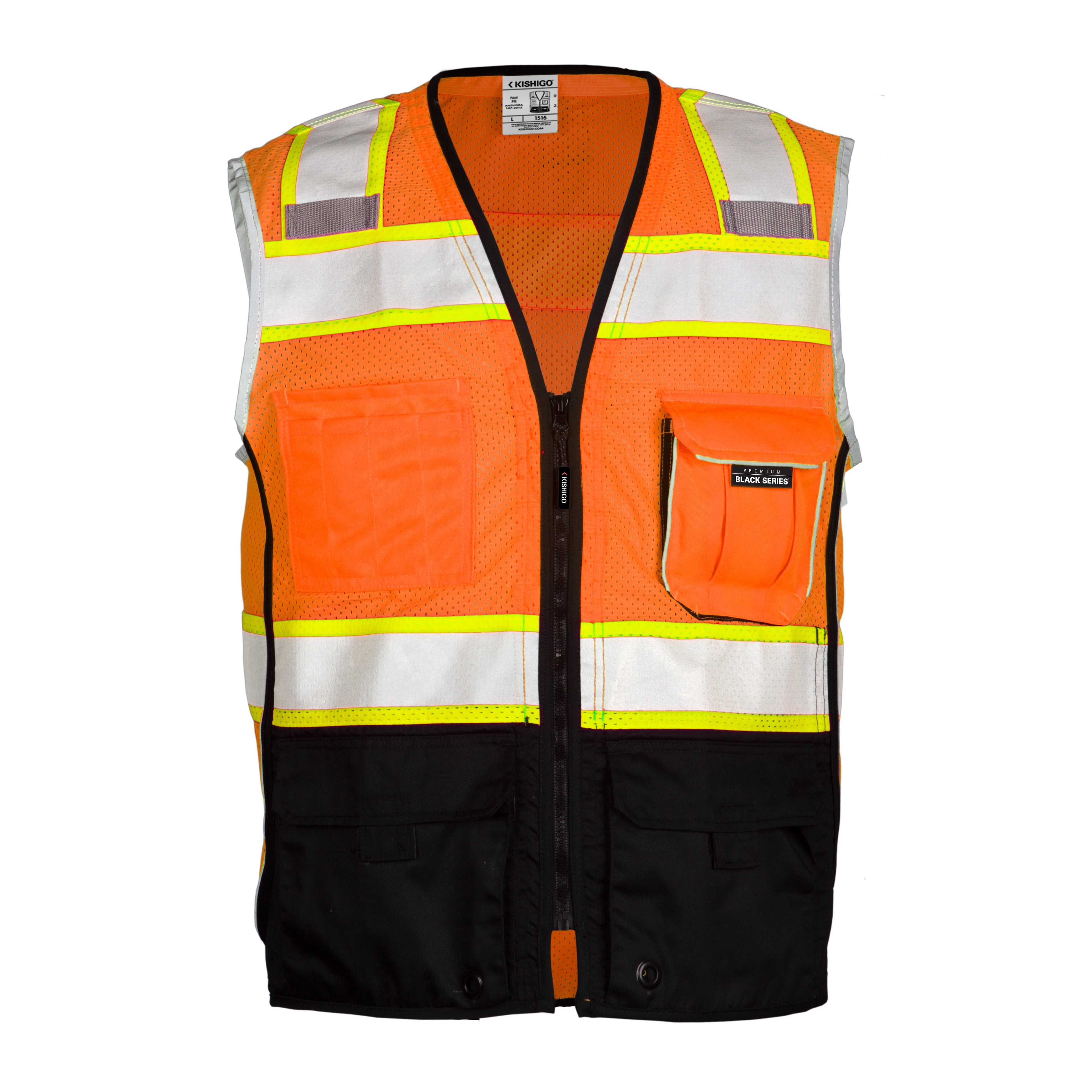 Kishigo 1516 Premium Black Series Black Bottom Vest - Safety Vest
