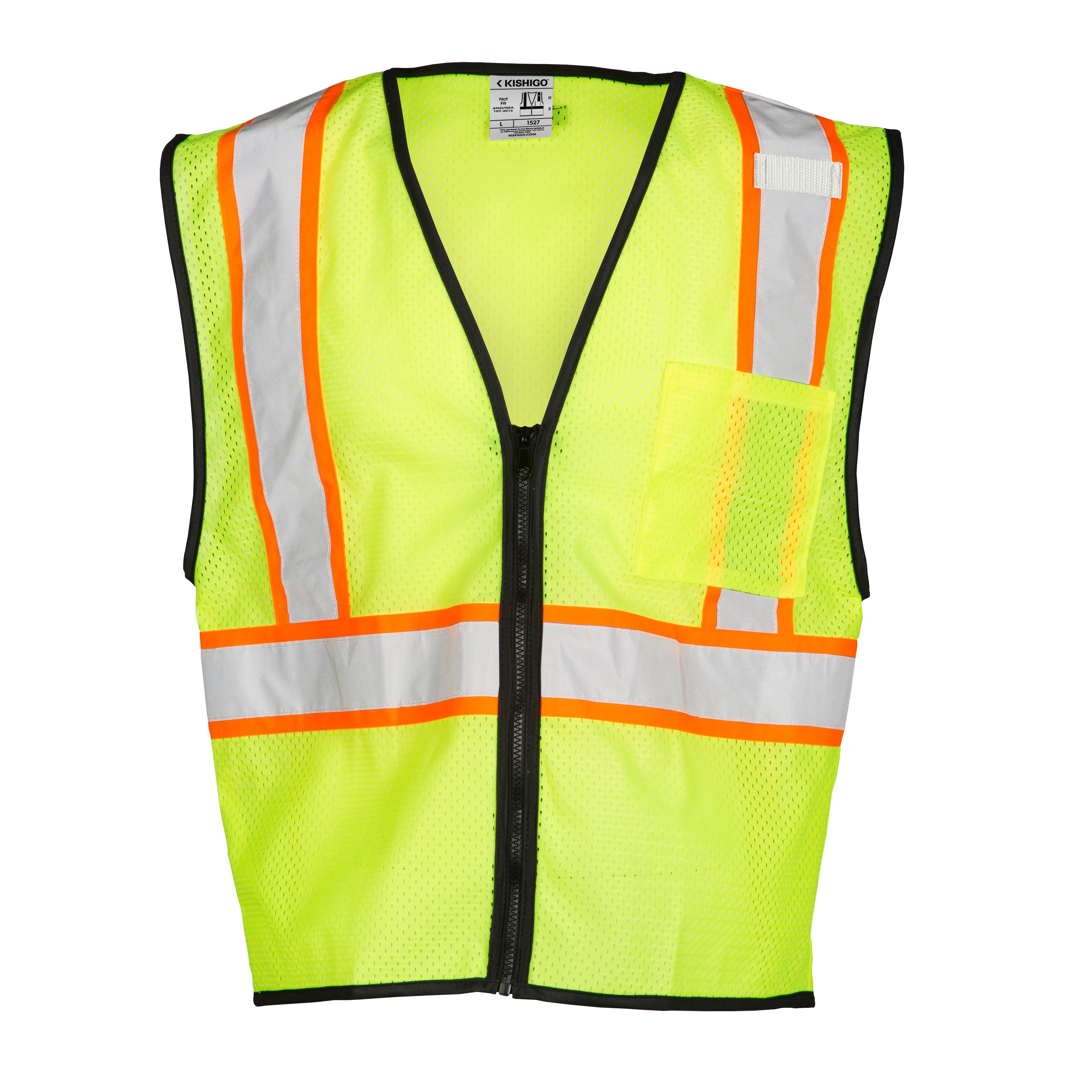 Kishigo 1527 Single Pocket Contrasting Mesh Vest - Economy - Safety Vest