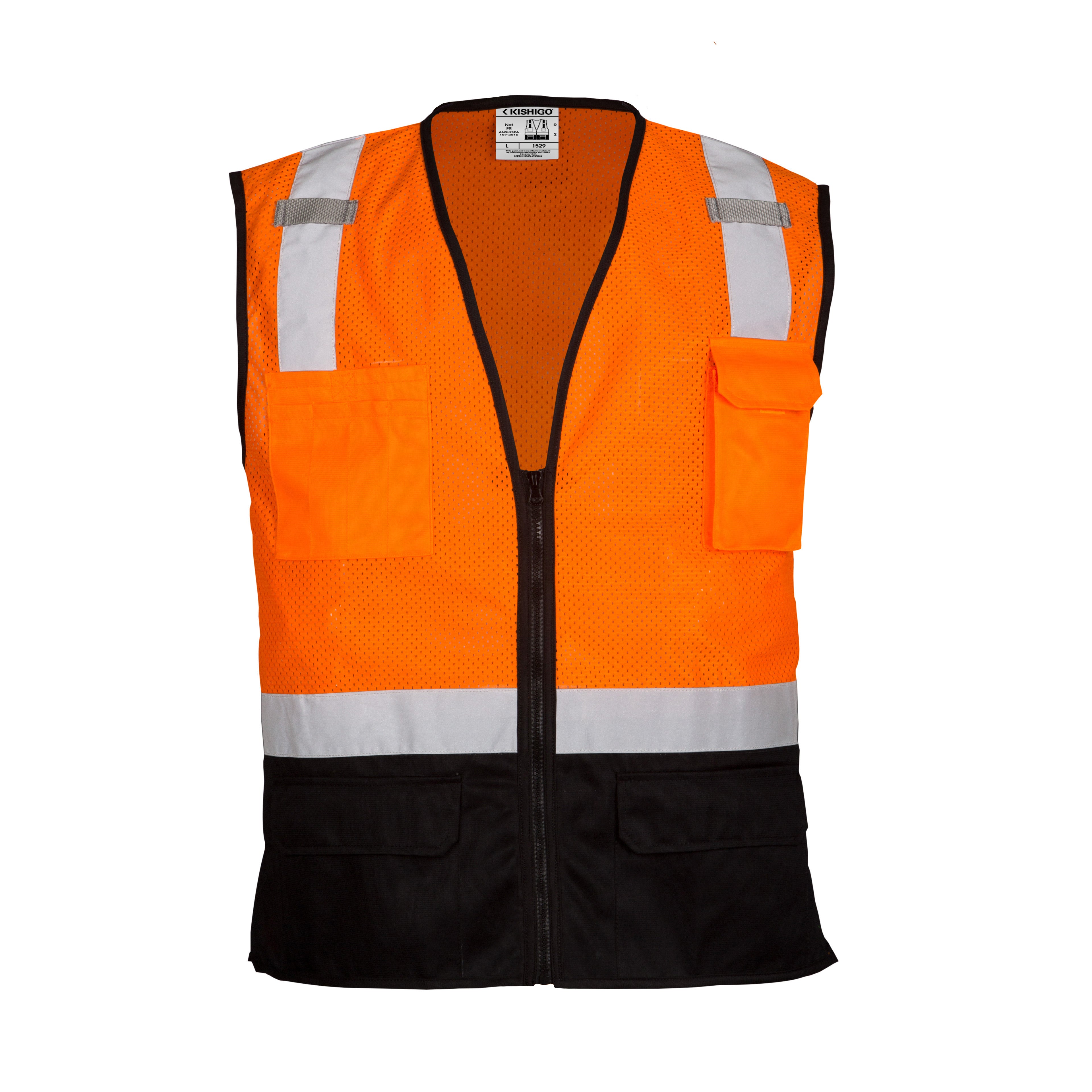 Kishigo 1529 Black Bottom Mesh Vest - Safety Vest