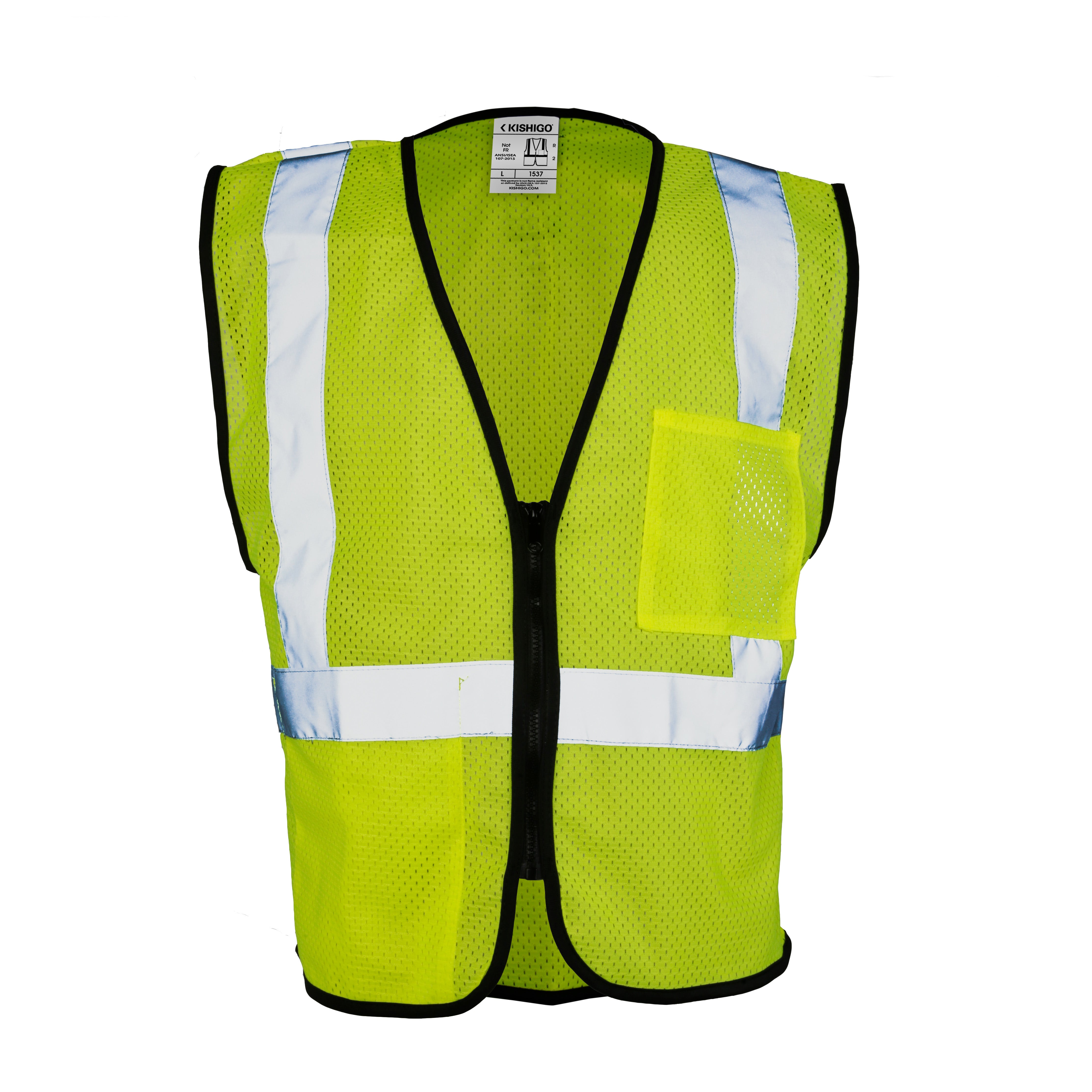 Kishigo 1537 Double Pocket Zipper Mesh Vest - Economy - Safety Vest