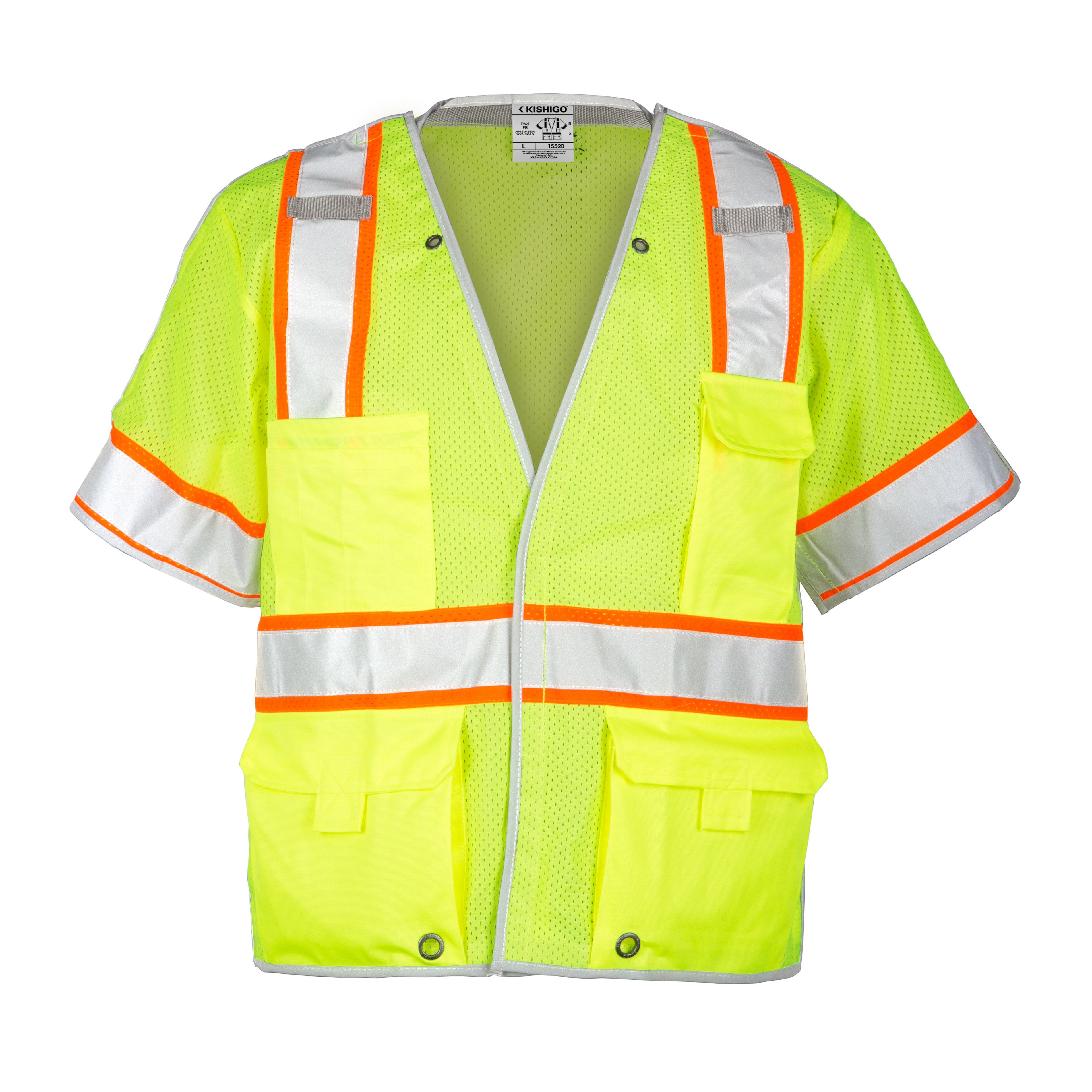 Kishigo 1552 Premium Brilliant Series Breakaway Class 3 Vest ANSI Class 3 - Safety Vest