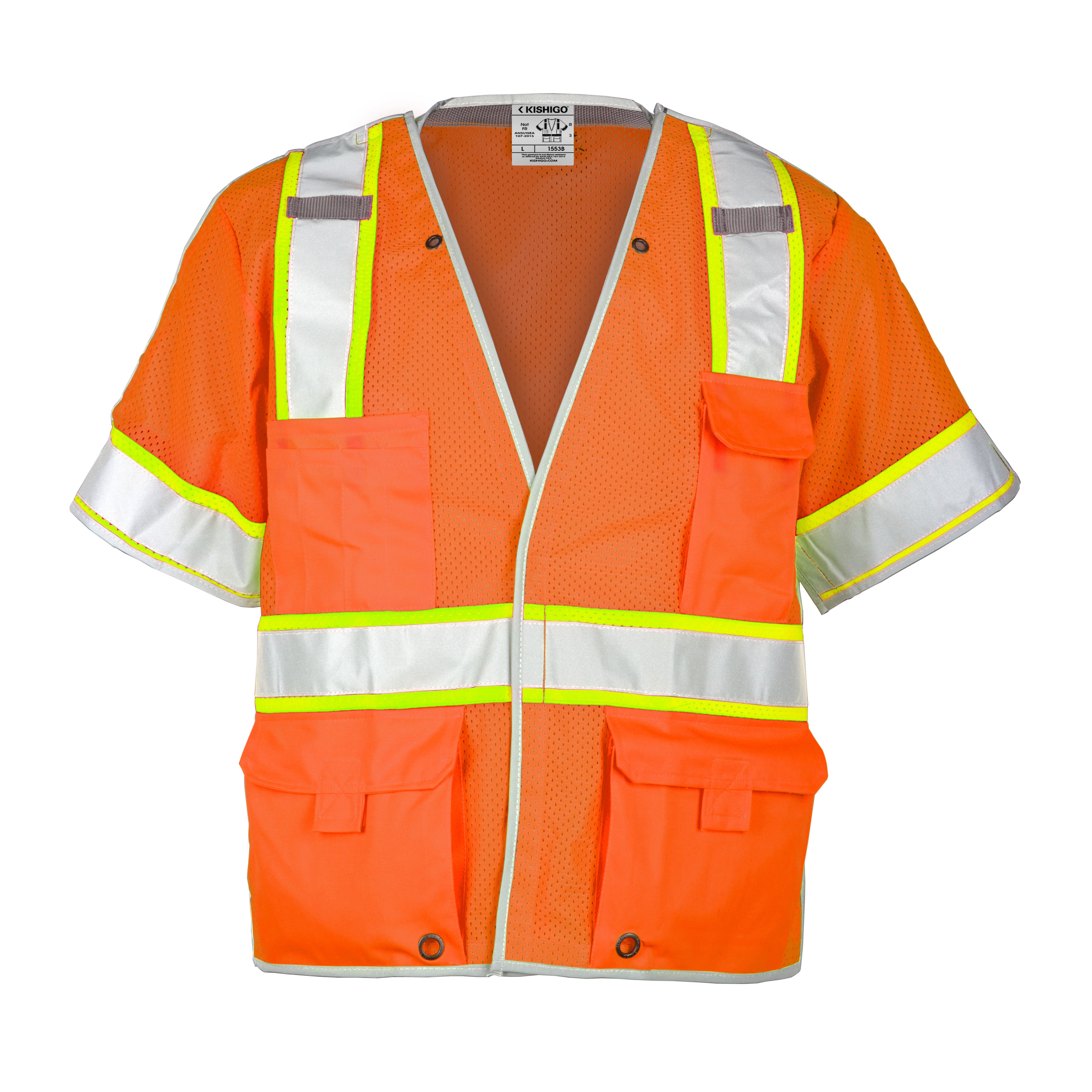 Kishigo 1553 Premium Brilliant Series Breakaway Class 3 Vest ANSI Class 3 - Safety Vest