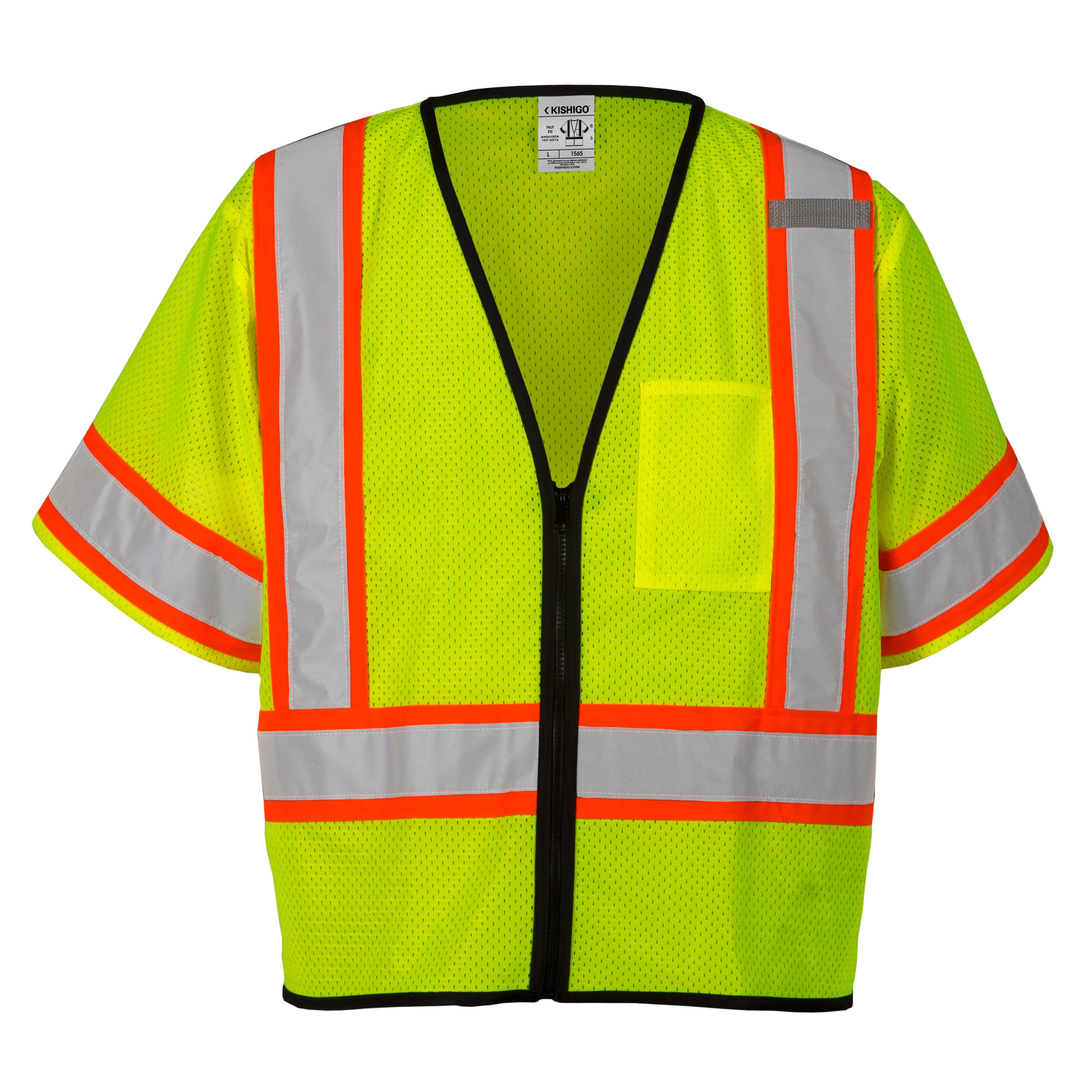 Kishigo 1565 Single Pocket Contrasting Mesh Vest - Economy - Safety Vest