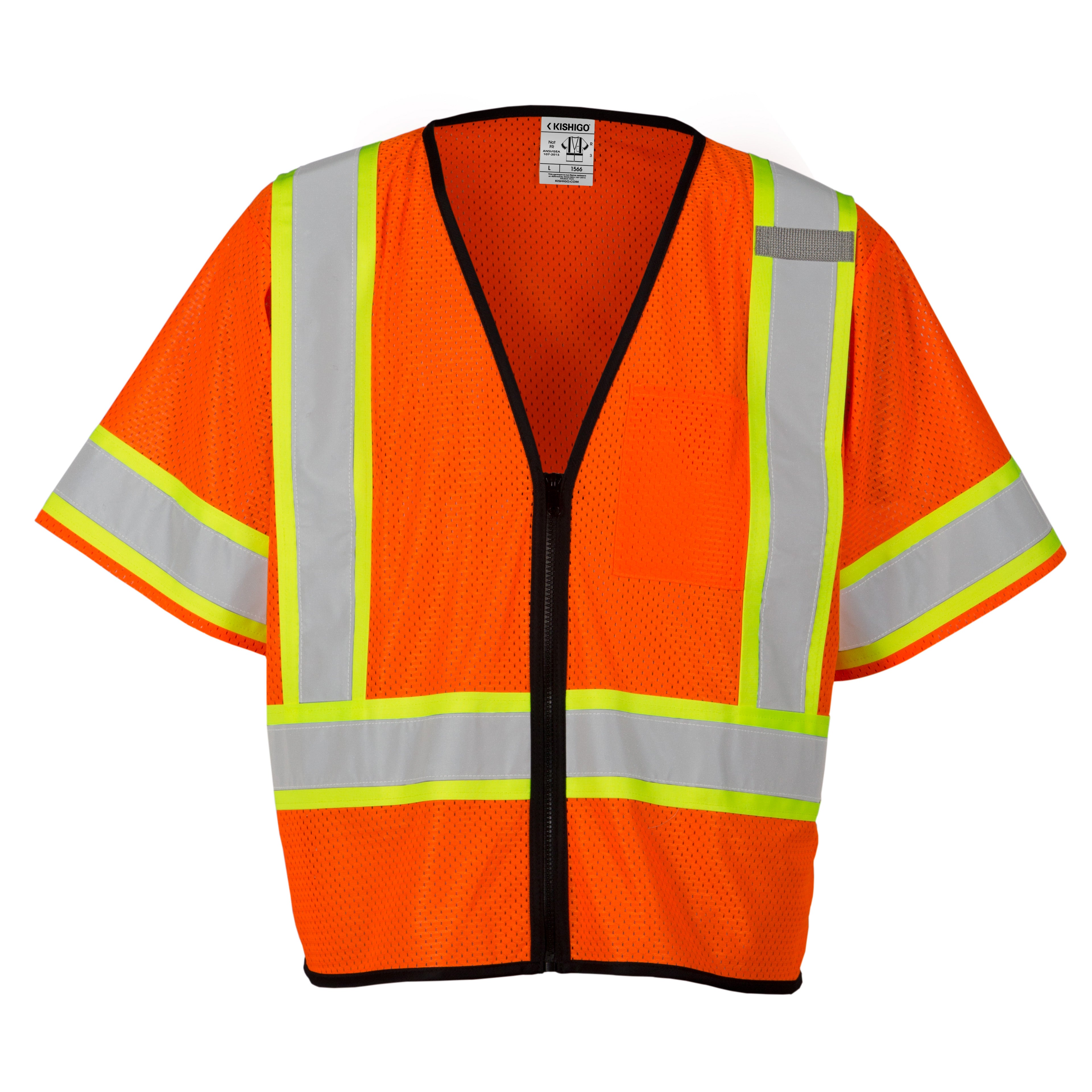 Kishigo 1566 Single Pocket Contrasting Mesh Vest - Economy - Safety Vest