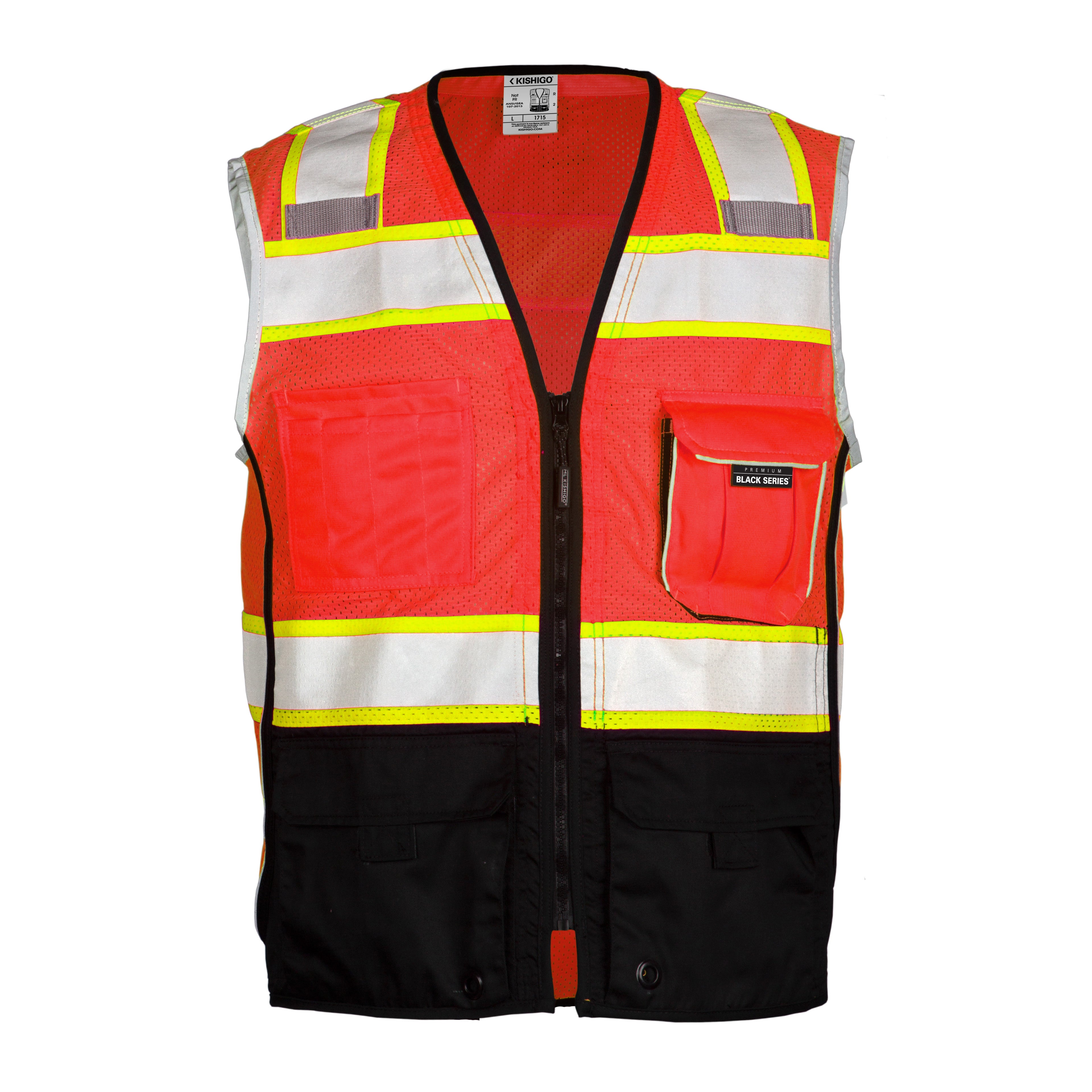 Kishigo 1715 Premium Black Series Black Bottom Vest - Safety Vest