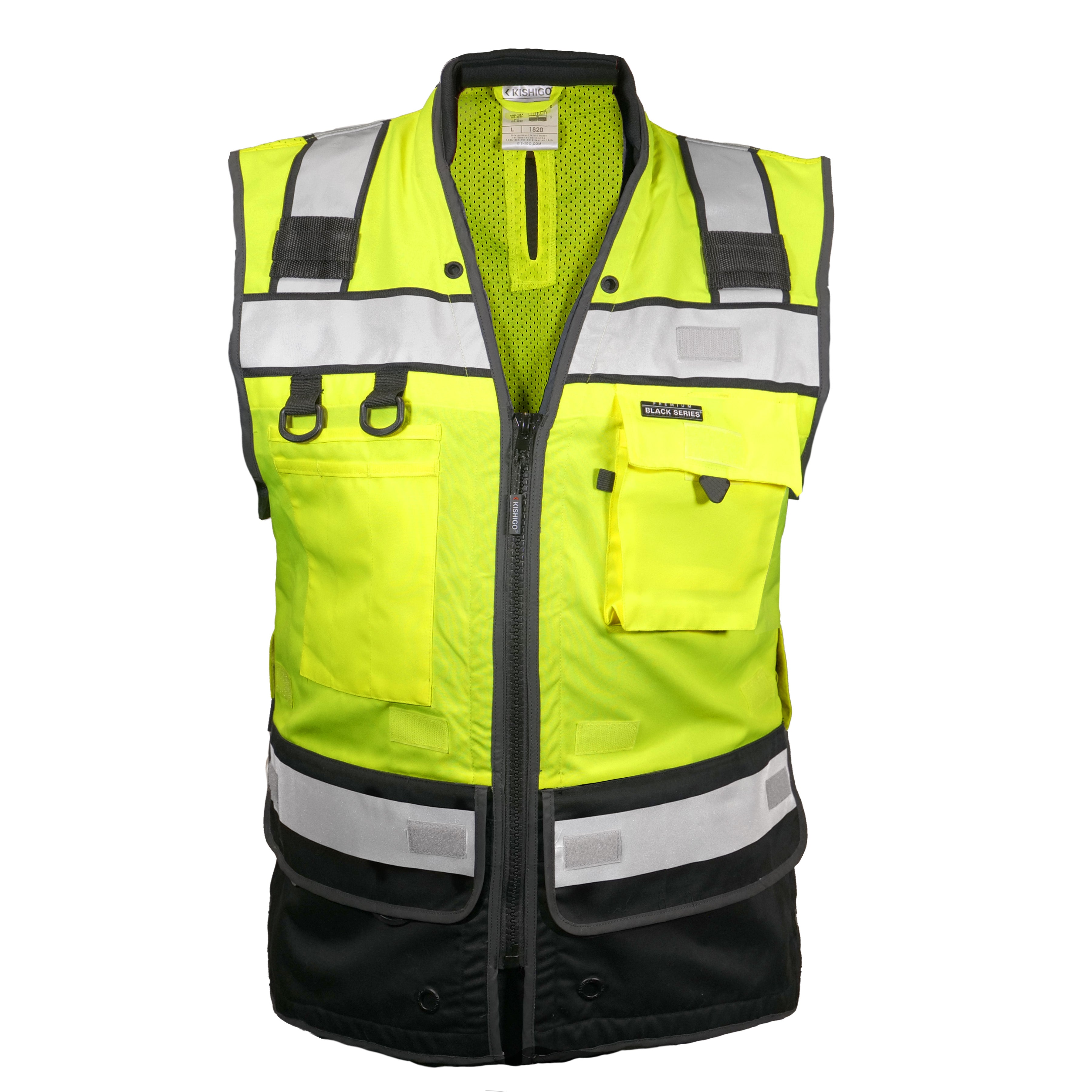 Kishigo 1820 Premium Black Tool Tethering Vest - Safety Vest